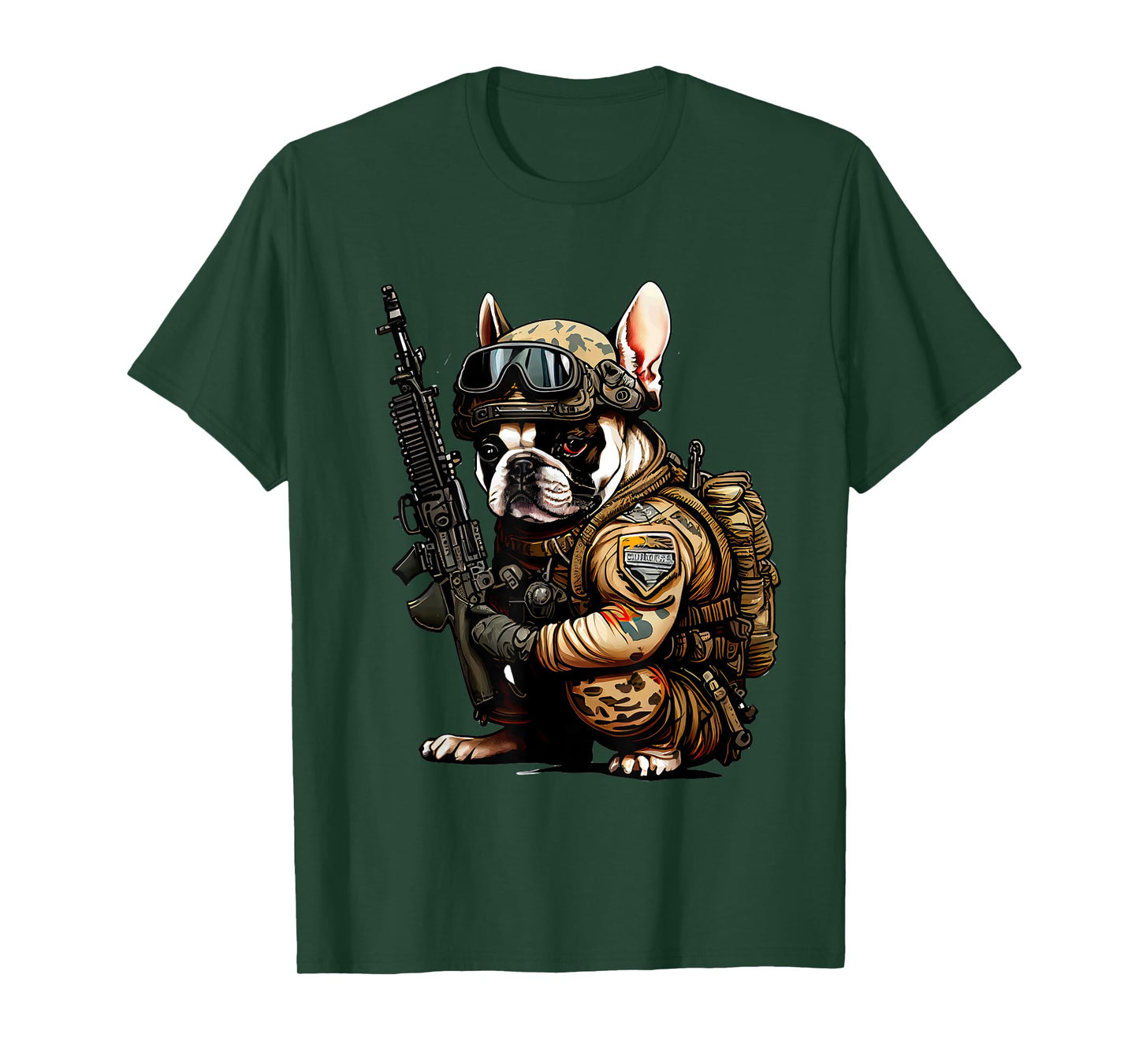 Military Bulldog Tactical Frenchie Ready For Action T-Shirt for Men Women Kids