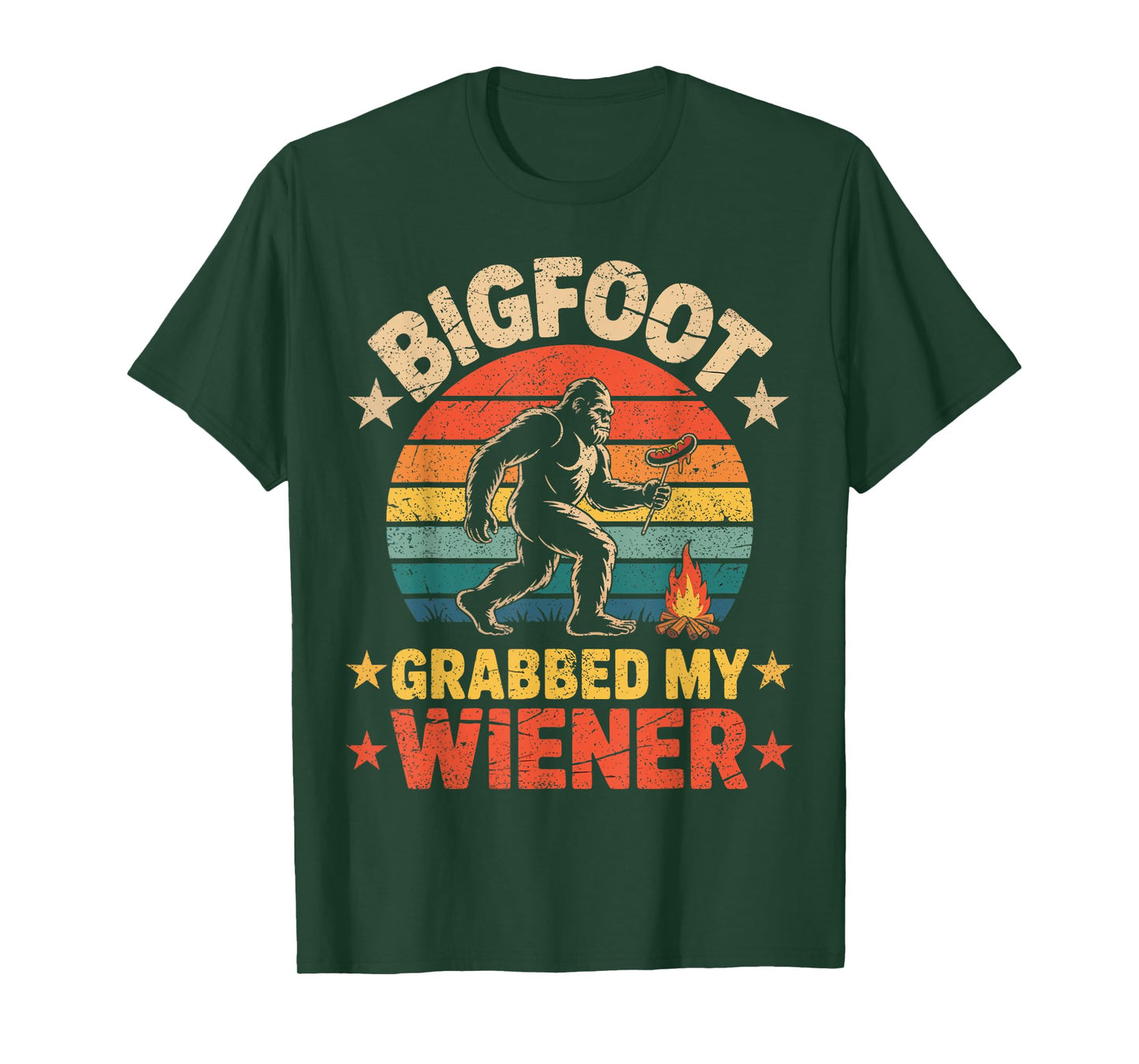 Bigfoot Grabbed My Wiener, Funny retro bigfoot T-Shirt
