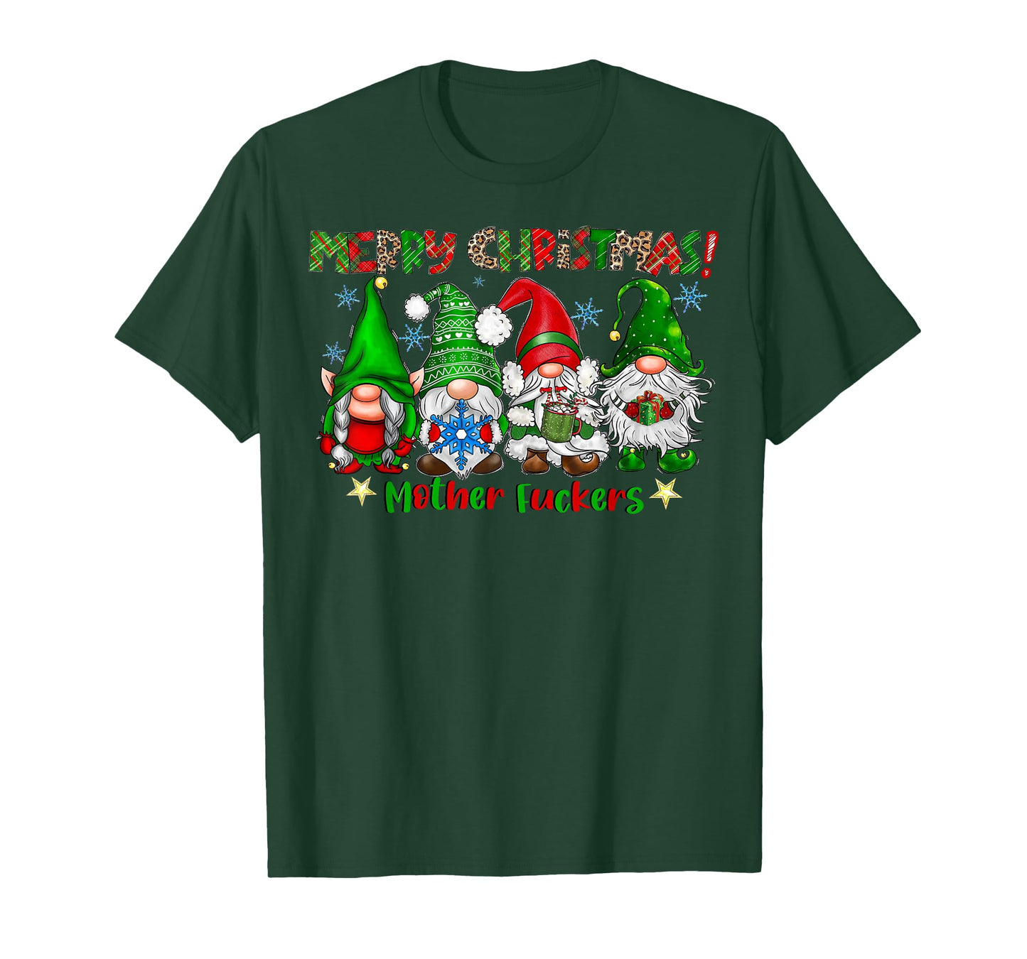 Merry Christmas Mother Fuckers Funny Gnomes Xmas Holiday T-Shirt