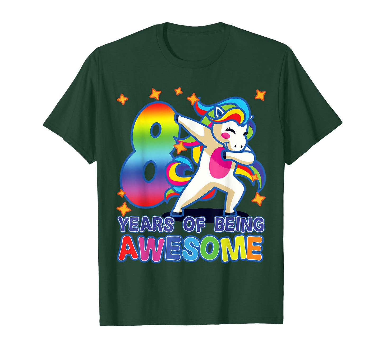 8th Birthday For Girls Unicorn 8 Years Of Being Awesome T-Shirt