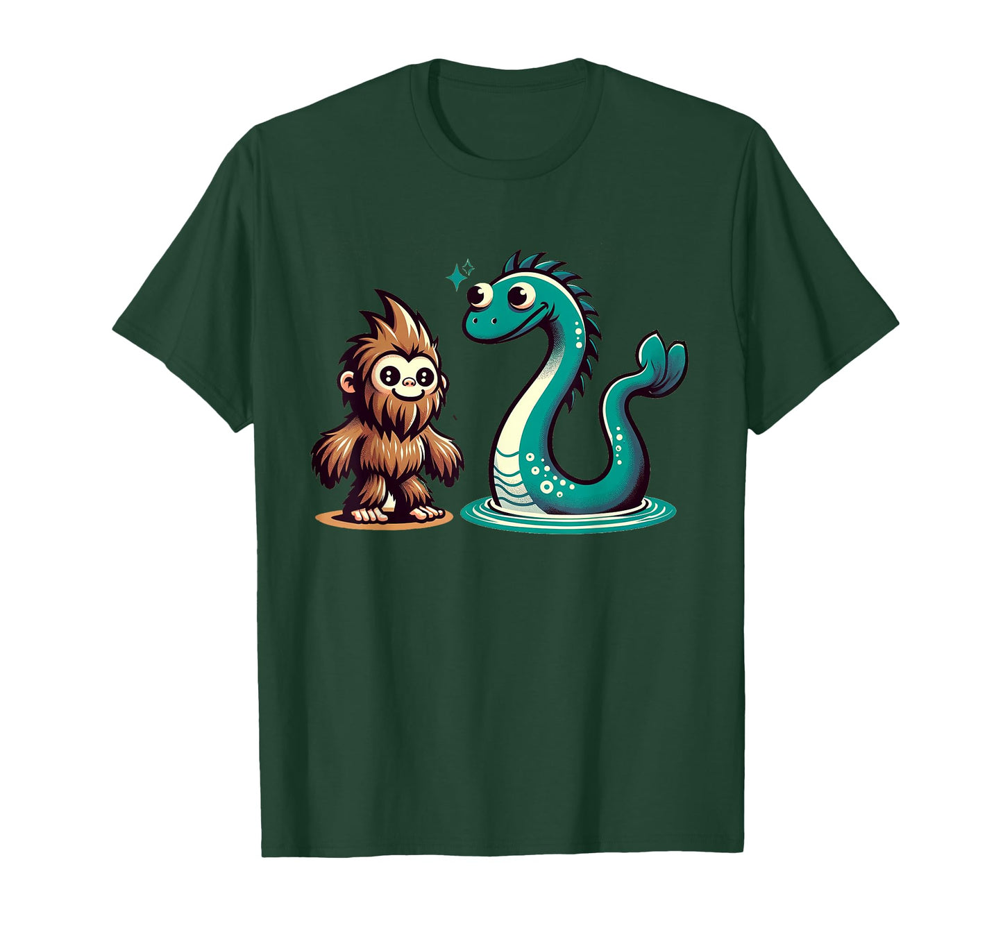 Bigfoot Loch Ness Monster Playdate for Nessie Lovers Kids T-Shirt