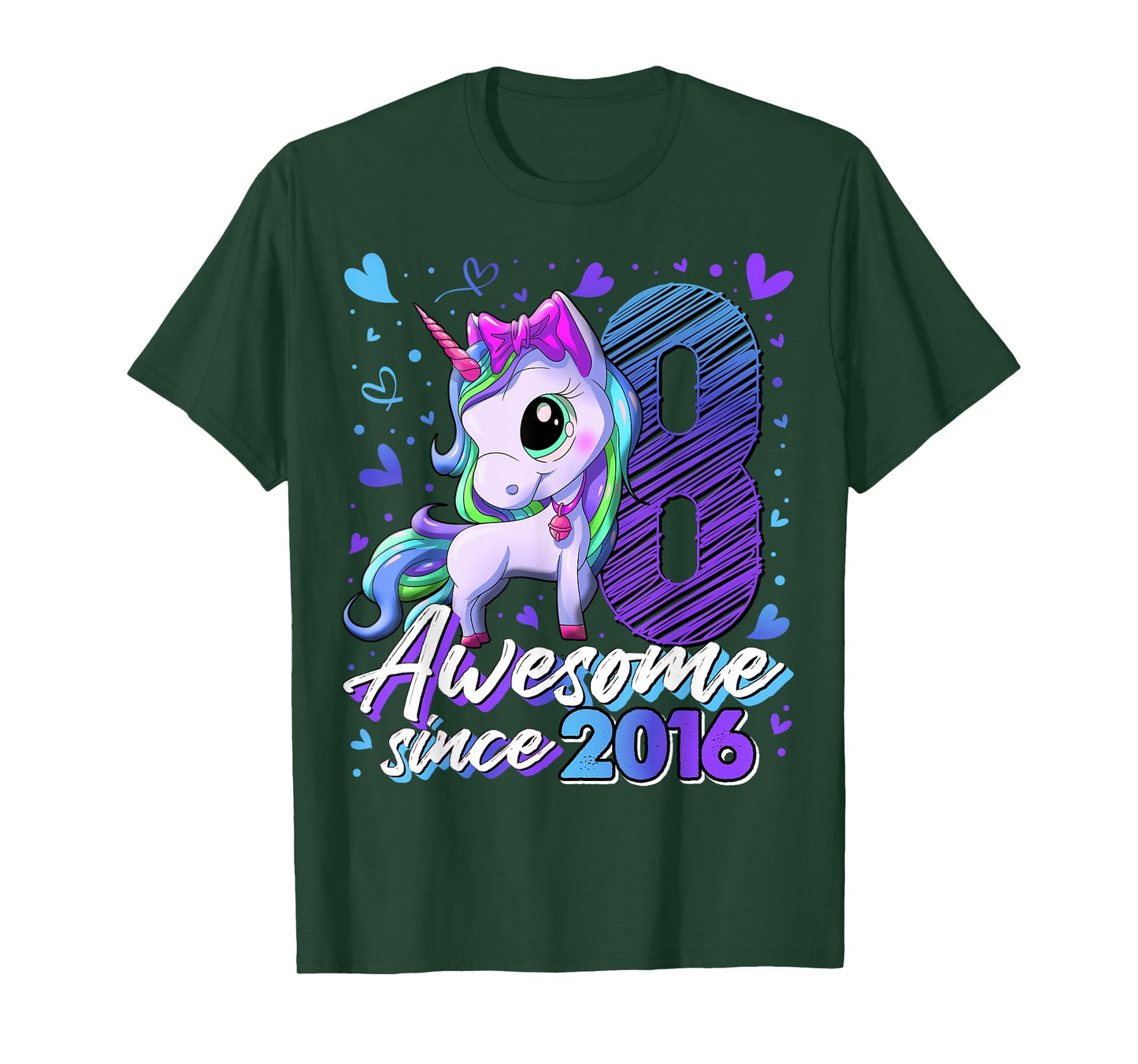 8 Years Old Flossing Unicorn Gifts 8th Birthday Girl Party T-Shirt