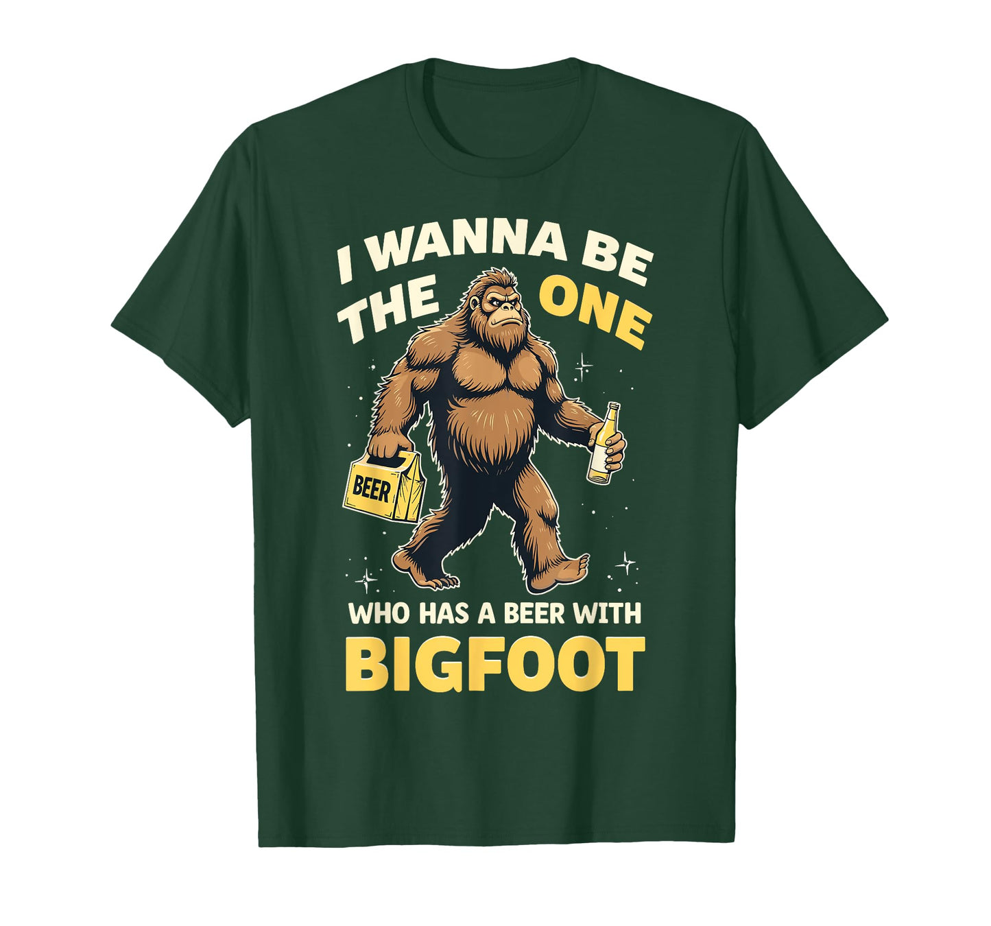Funny Beer With Bigfoot Sasquatch Beer Lover Drinking Party T-Shirt