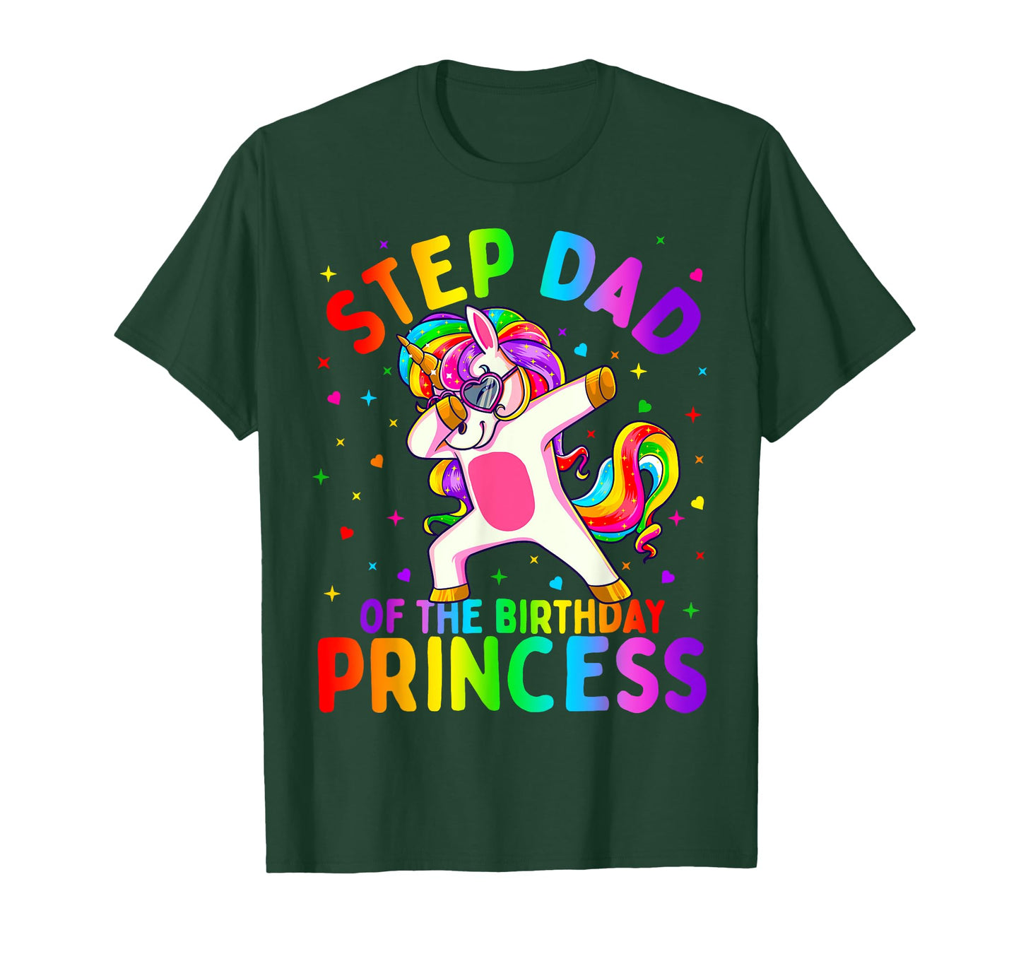 Step Dad of the Birthday Princess Girl Dabbing Unicorn T-Shirt