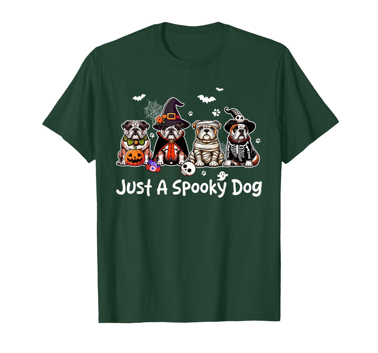 Just A Spooky Halloween Dog Group Bulldogs As Witch Mummy T-Shirt