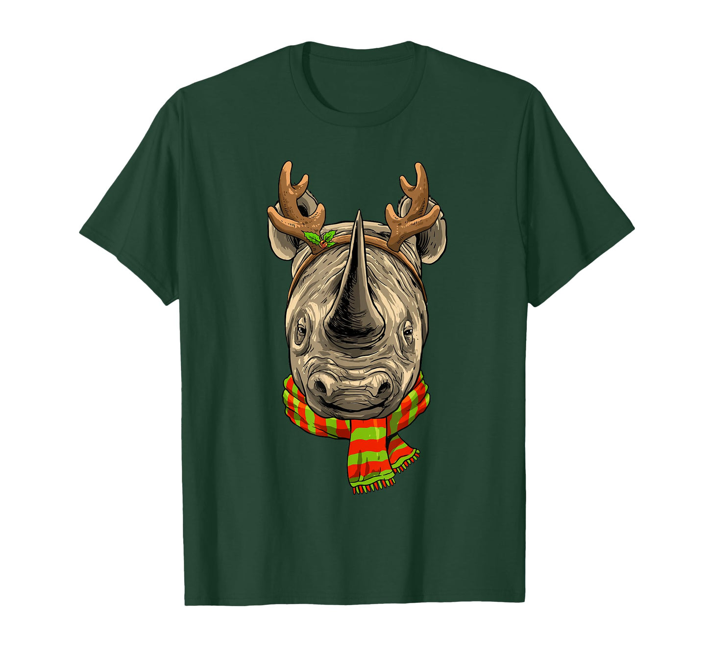 Christmas Rhinoceros Santa Clause Reindeer Xmas Safari Rhino T-Shirt