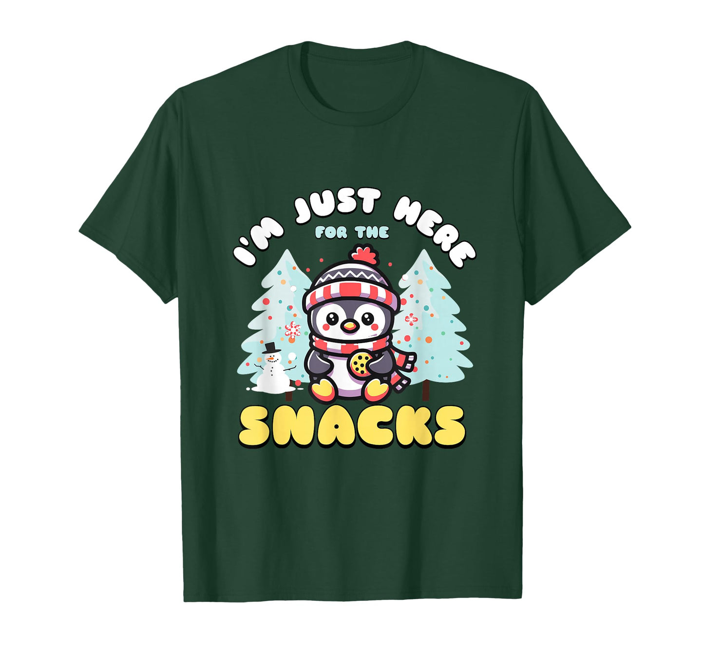 I'm Just Here For The Snacks Christmas Penguin Cookie Lover T-Shirt