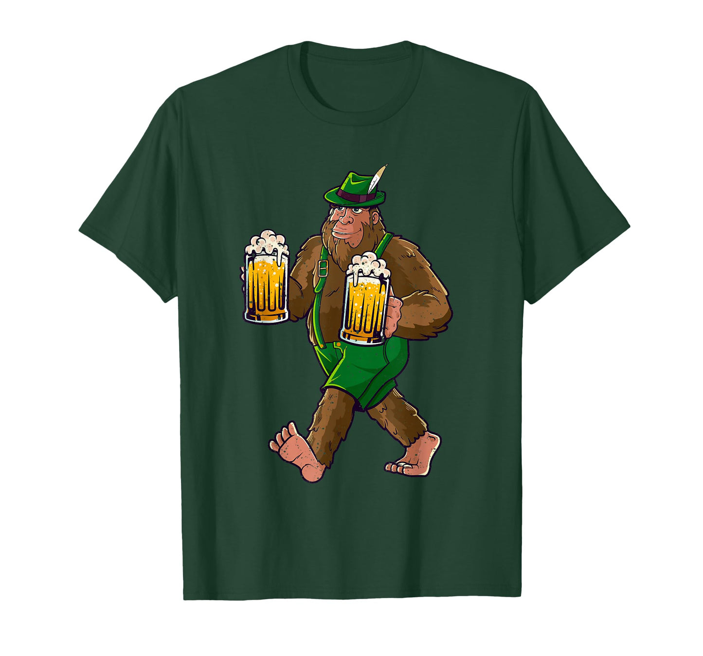 Bigfoot Lederhosen Funny Oktoberfest Men Prost Beer Mug T-Shirt