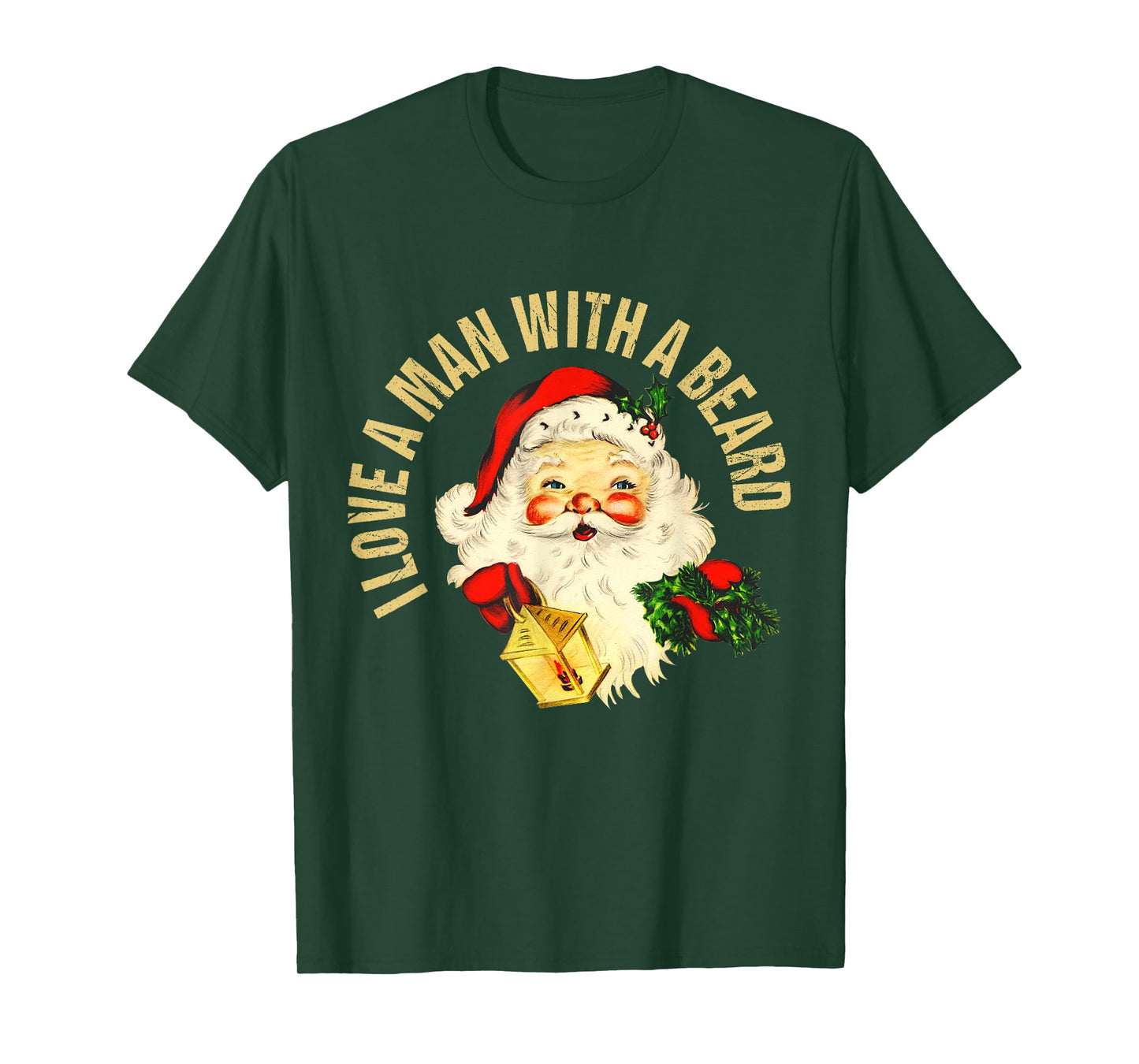 Funny Christmas Santa Beard I Love A Man With a Beard Xmas T-Shirt