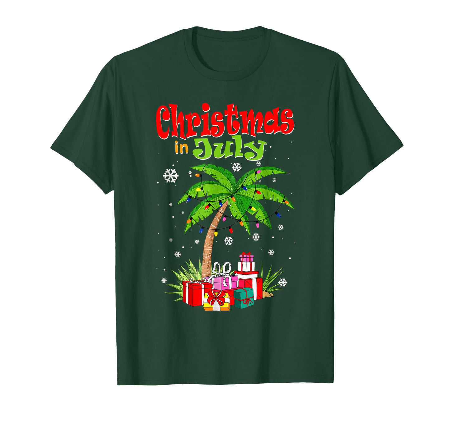 Christmas in July Palm Tree Xmas Tree Beach Summer Vacation T-Shirt