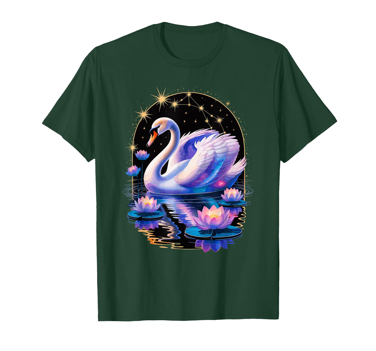 Space Flowers Swan Swans T-Shirt