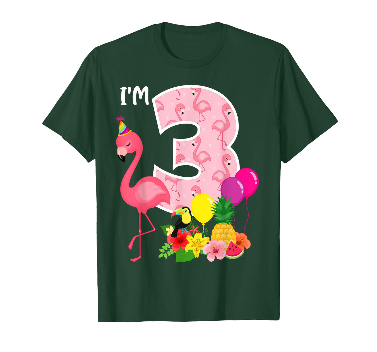 Flamingo Birthday I'm 3 Tropical Flamingo Theme 3rd Birthday T-Shirt