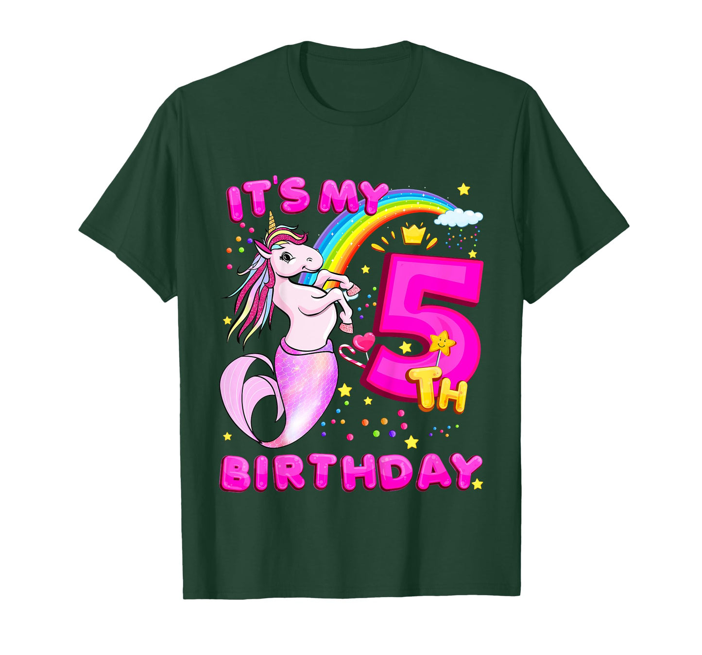 5th Birthday Unicorn Mermicorn Mermaid Gifts For Girls T-Shirt