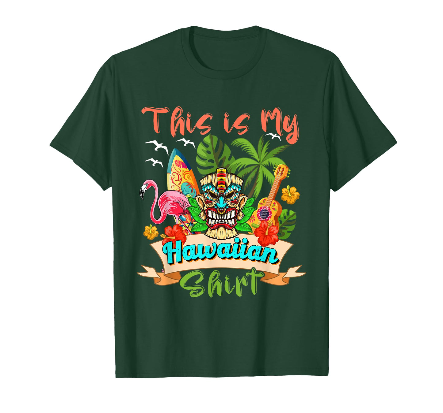 This Is My Hawaiian Shirt Floral Flamingo Summer Vacation T-Shirt