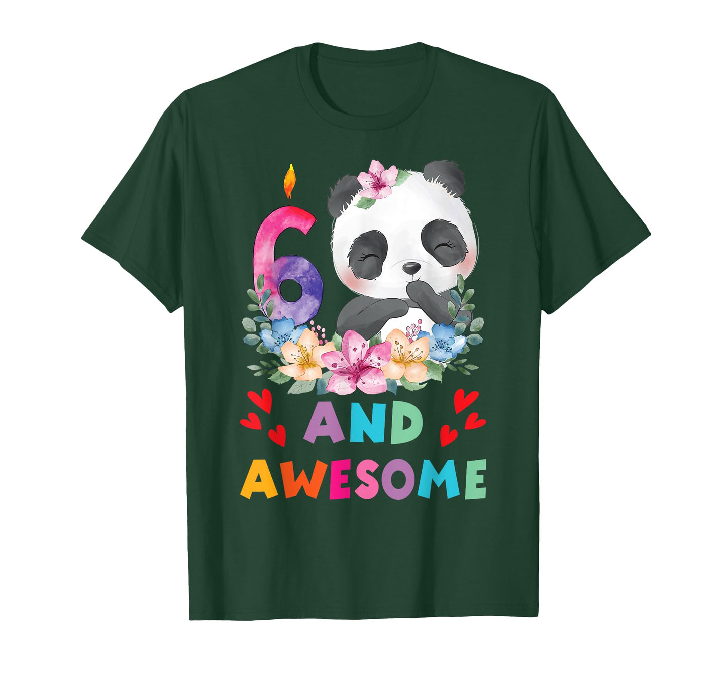 6 Years Old 6th Birthday Panda Unicorn Girl Party Gift T-Shirt