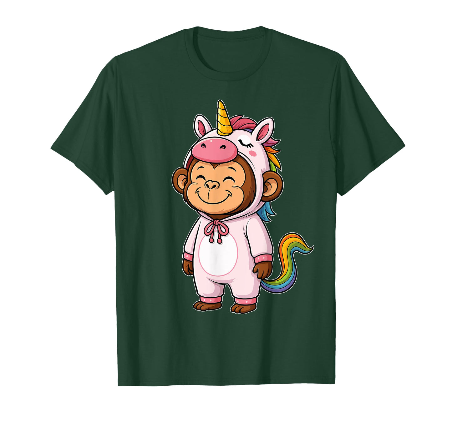 Kawaii Monkey In Unicorn Costume for Girls kids Monkey Lover T-Shirt