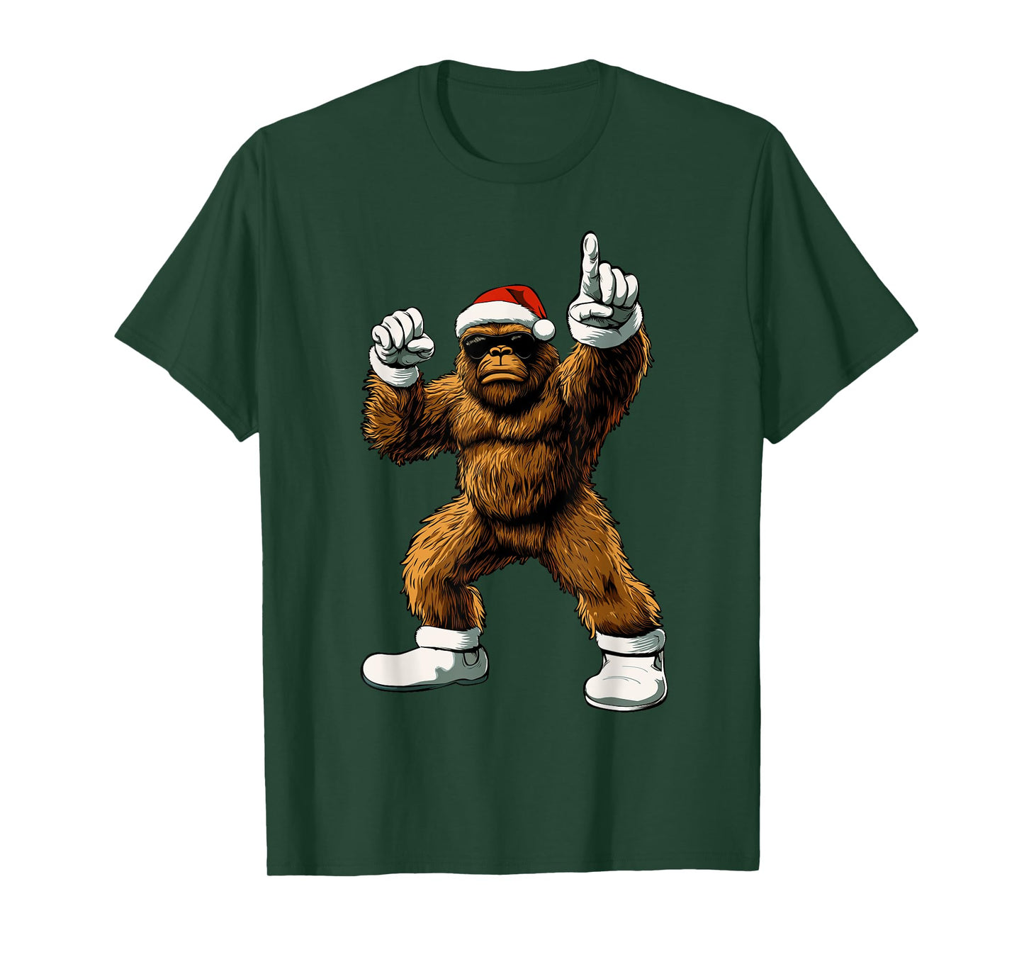 Christmas Funny Graphic Tee Bigfoot Santa Kids Boys Men Xmas T-Shirt