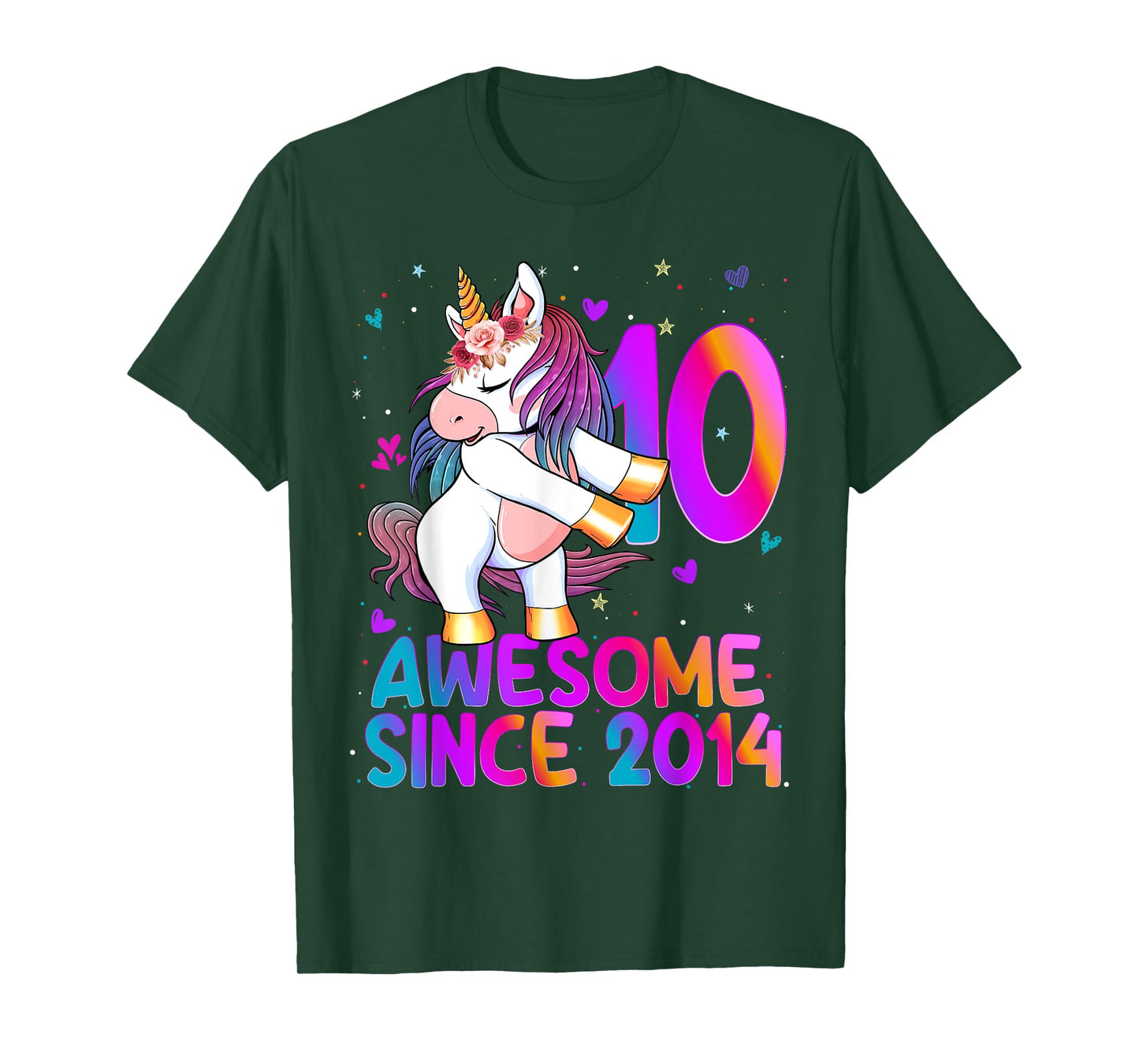 Double Digits Unicorn 10 Year Old 10th Birthday Girl Unicorn T-Shirt