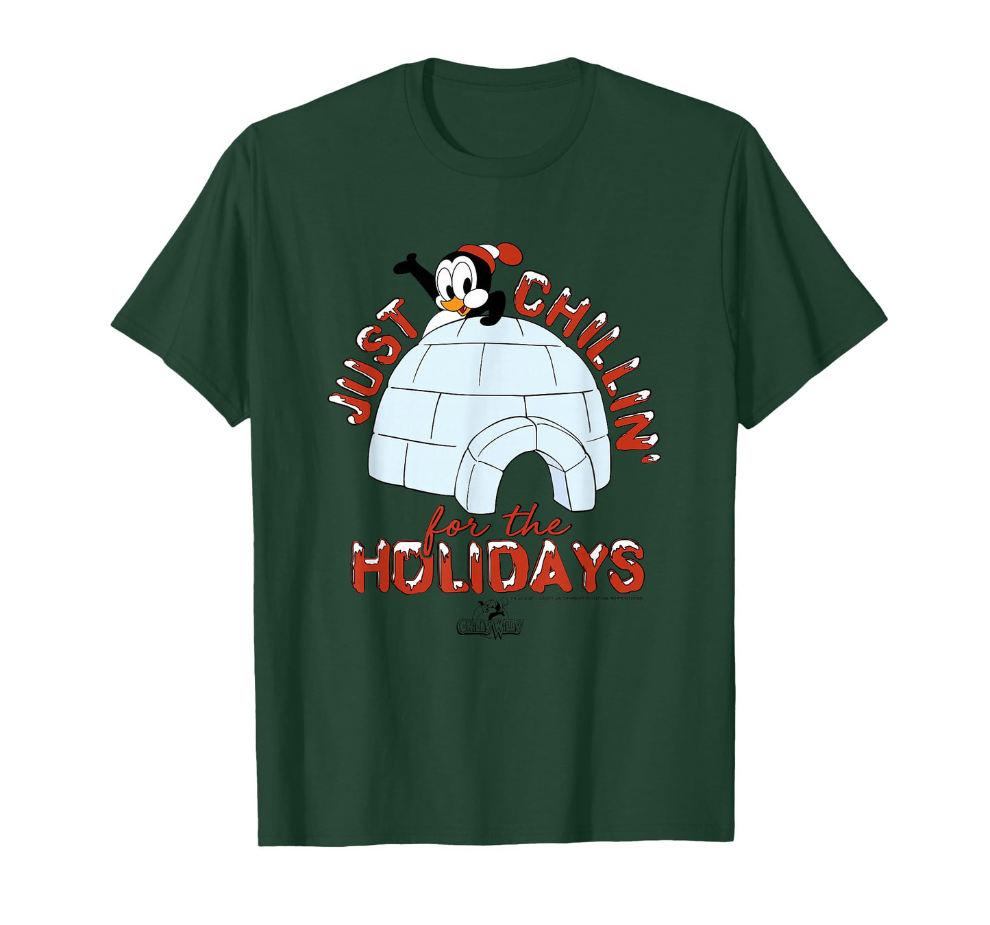 Chilly Willy T-Shirt - Unisex, Blue, Short Sleeve, Size Small, Casual, Cartoon Graphic, Holiday Theme