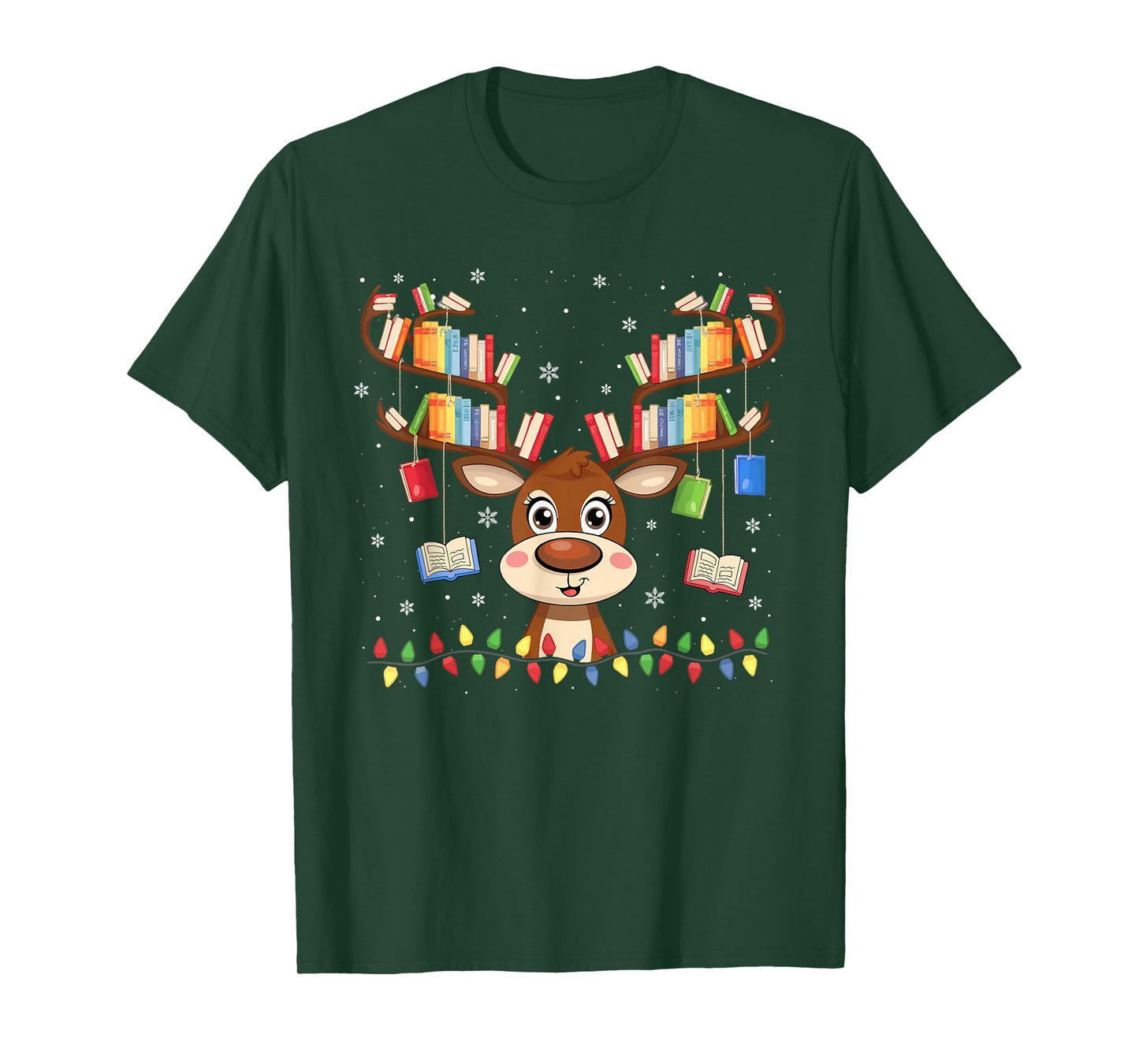 Christmas Librarian Reindeer Matching Family Book Lover Xmas T-Shirt