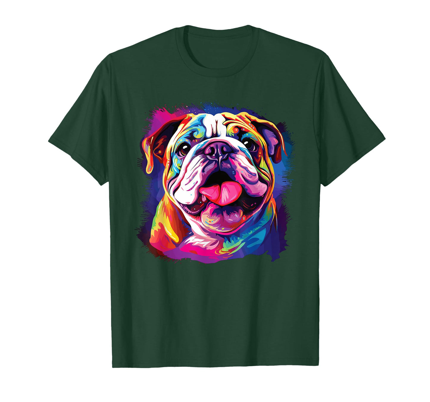 Watercolor Colorful English Bulldog Dogs T-Shirt for Men Women Girls Kids