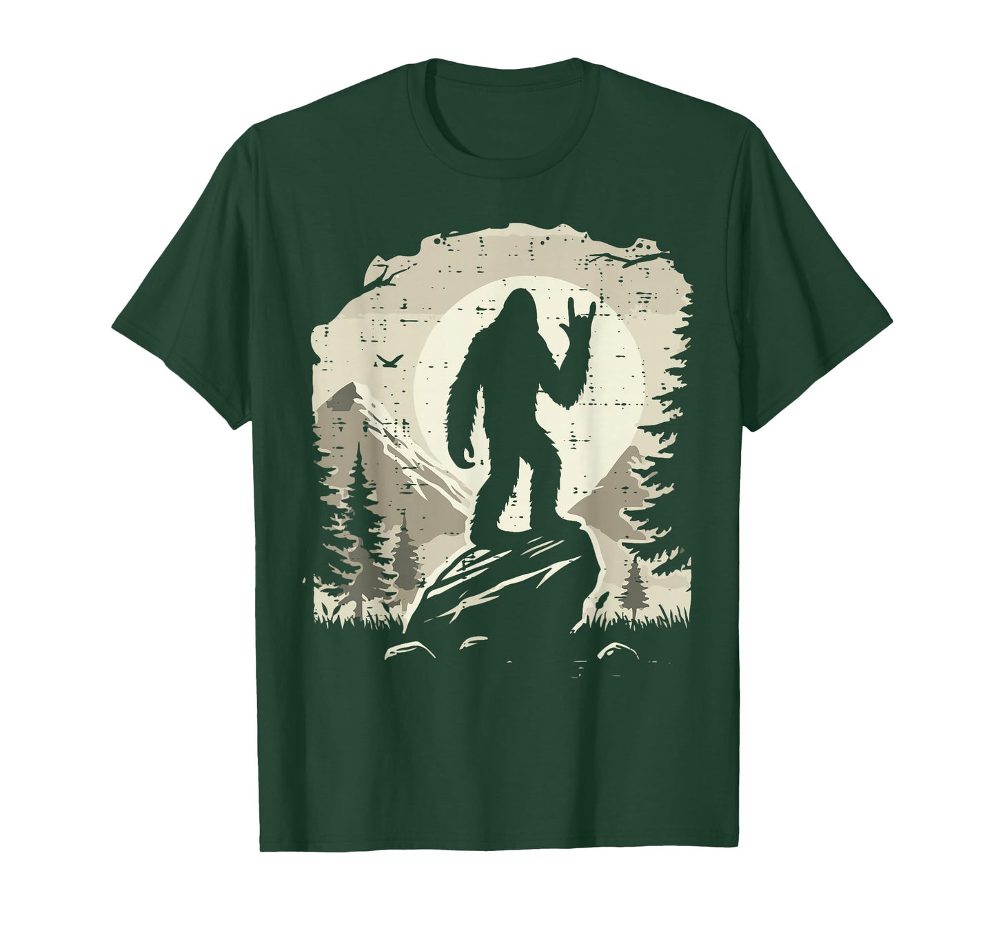 Sasquatch Rock Hand Moon Bigfoot Rocker Punk Men Boys Kids T-Shirt