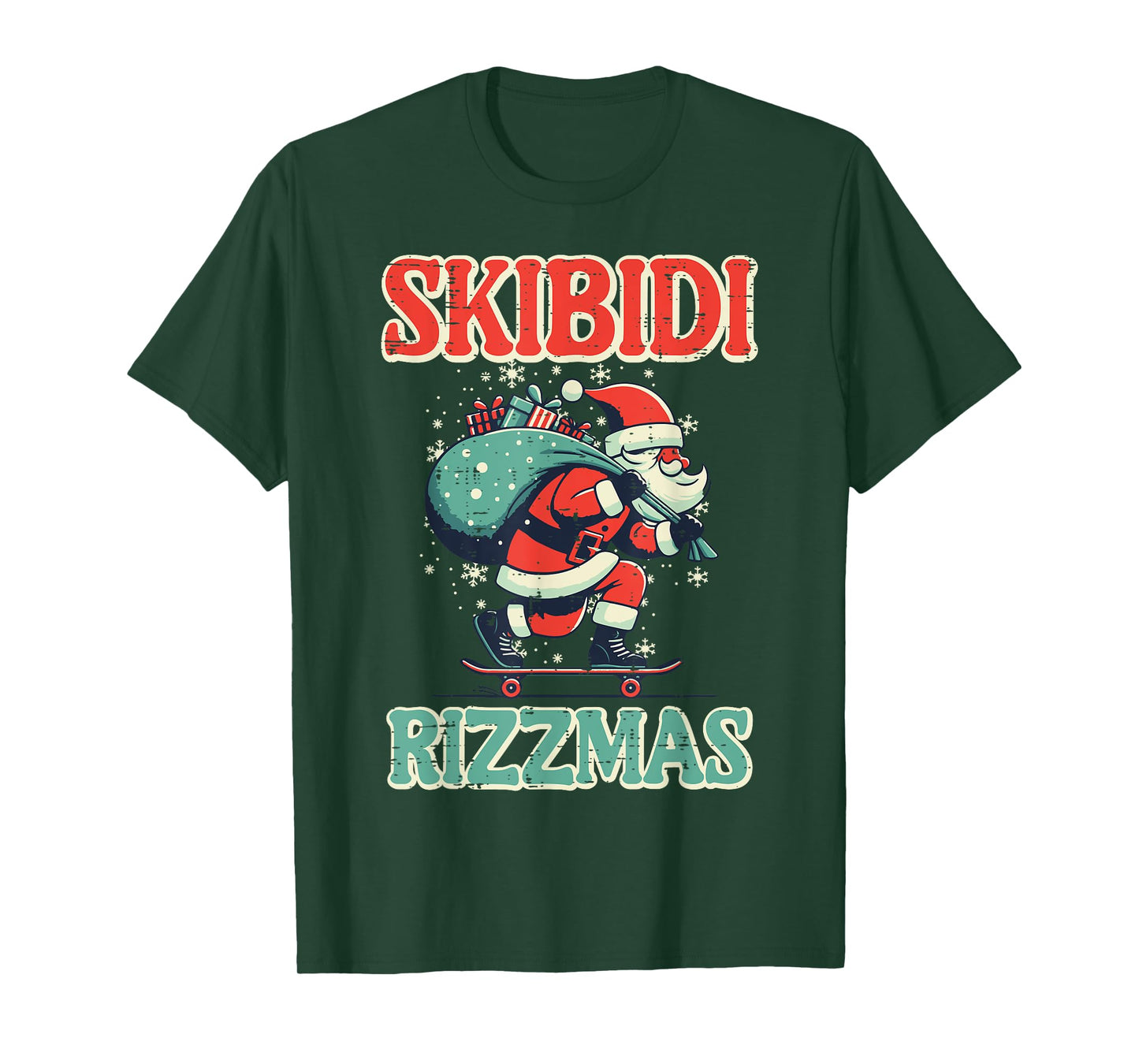 Skibidi Rizzmas Santa Funny Christmas Boys Teens Kids Men T-Shirt