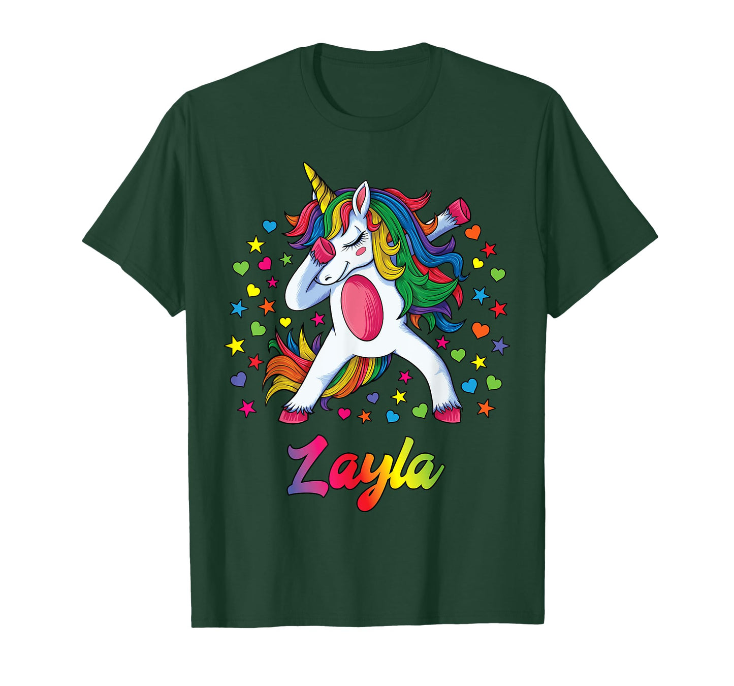Layla Dabbing Unicorn Rainbow Personalized Name Custom T-Shirt