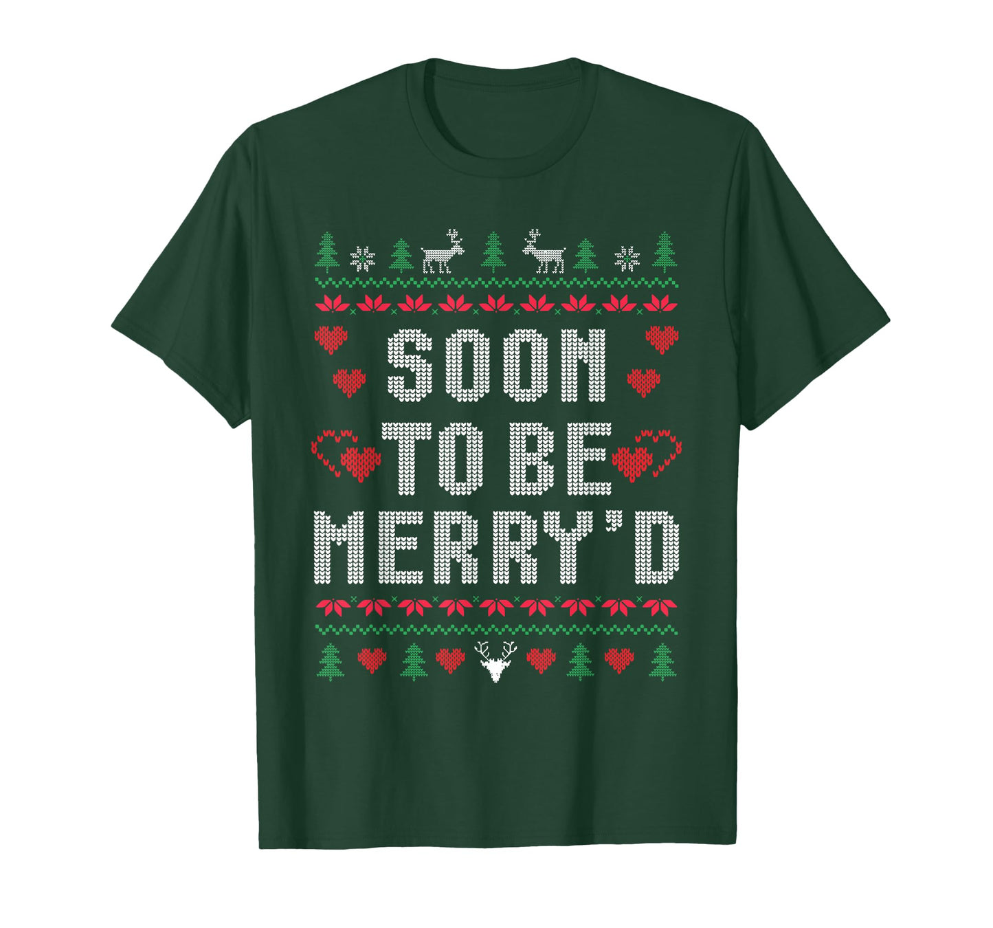 Soon To Be Merry'd Christmas Engaged Couple Matching Family T-Shirt