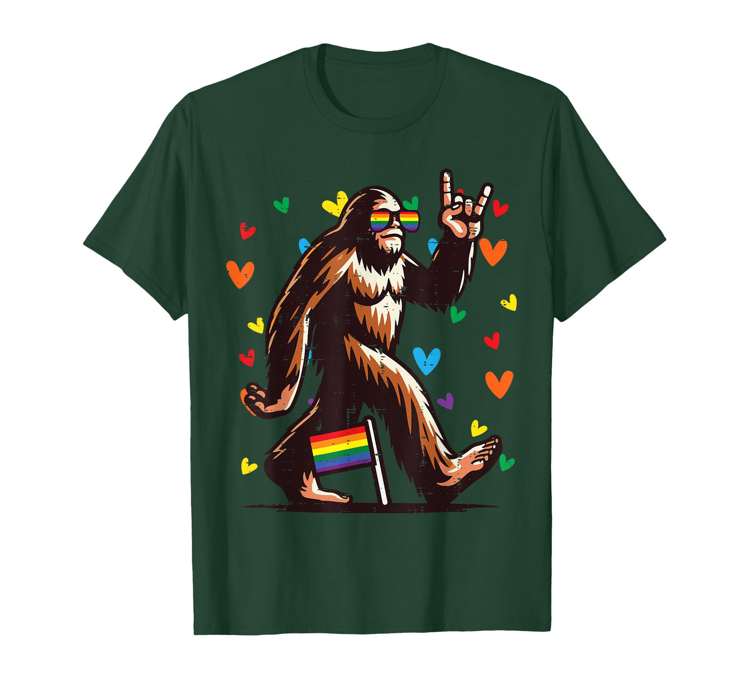 Gay Pride Month Bigfoot Sasquatch LGBTQ Ally Rainbow Men T-Shirt