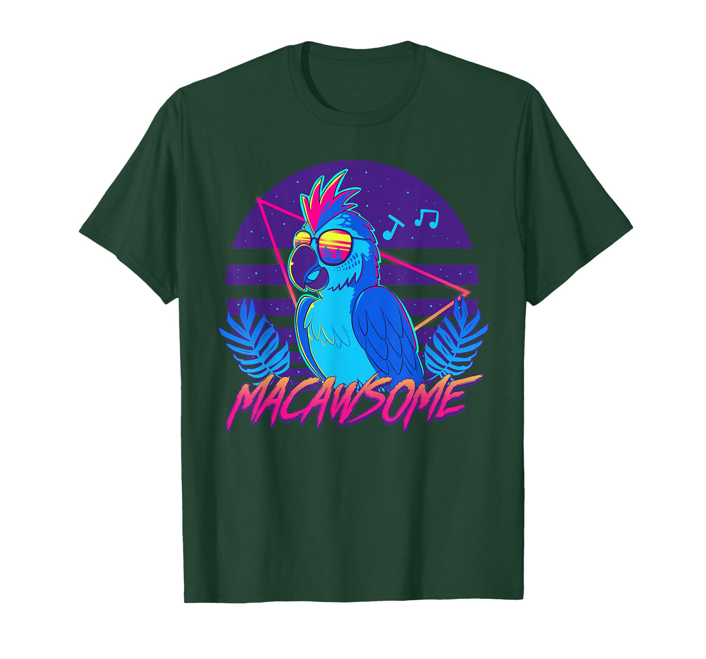 Macawsome - Macaw Parrot Retrowave 80s - T-Shirt T-Shirt