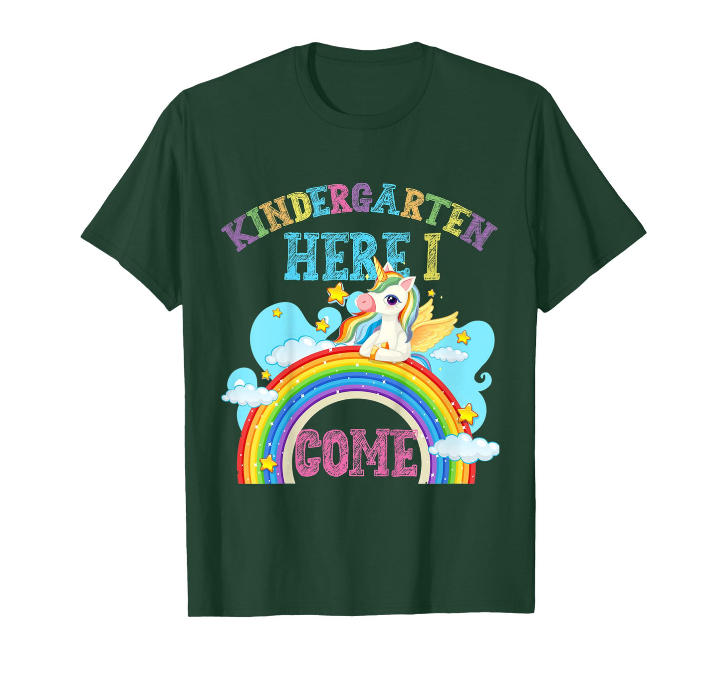 Kids Rainbow Unicorn Lover Kindergarten Here I Come School T-Shirt
