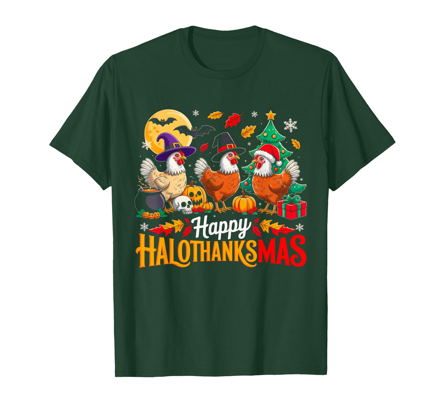 Happy HalloThanksMas Funny Chicken Animal Lovers Farmer T-Shirt