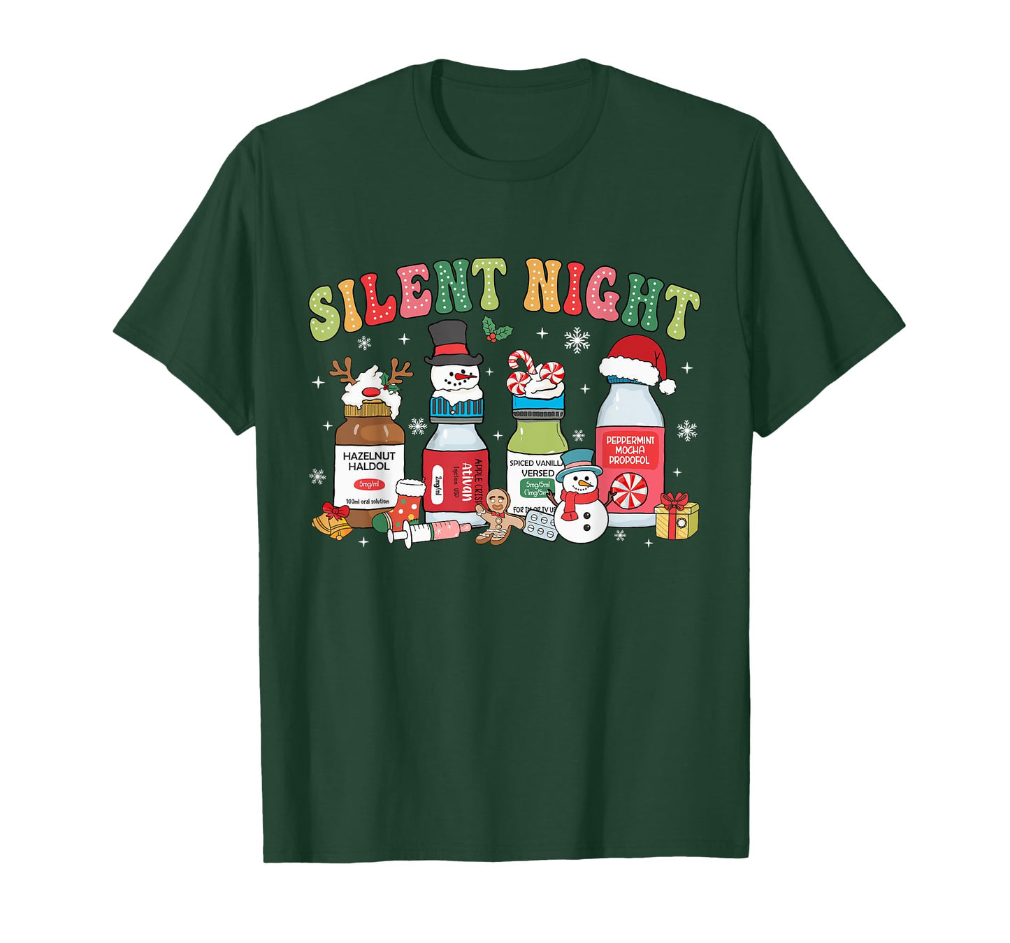 Nurse Christmas Silent Night Christmas Nurse ER ED ICU RN T-Shirt