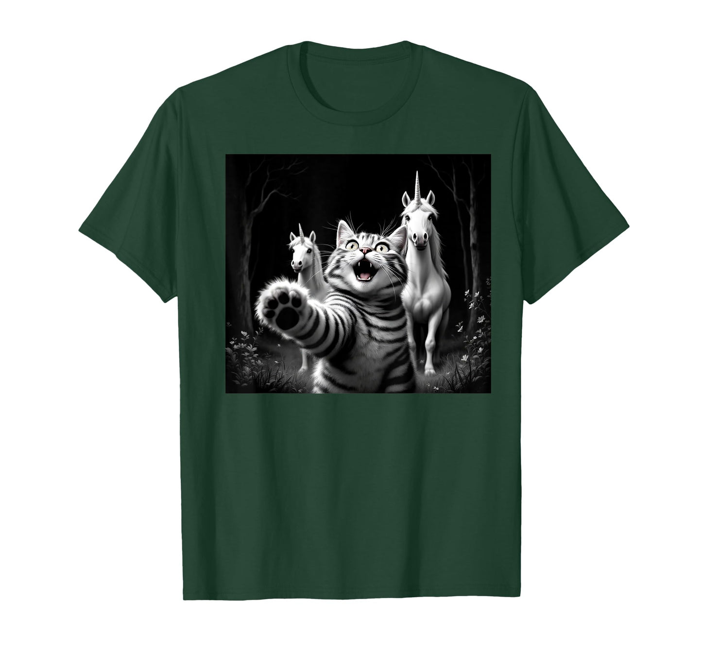 Funny Cat & Unicorns Selfie Funny Meow Cats Unicorn Lover T-Shirt for Men Women Girls Kids