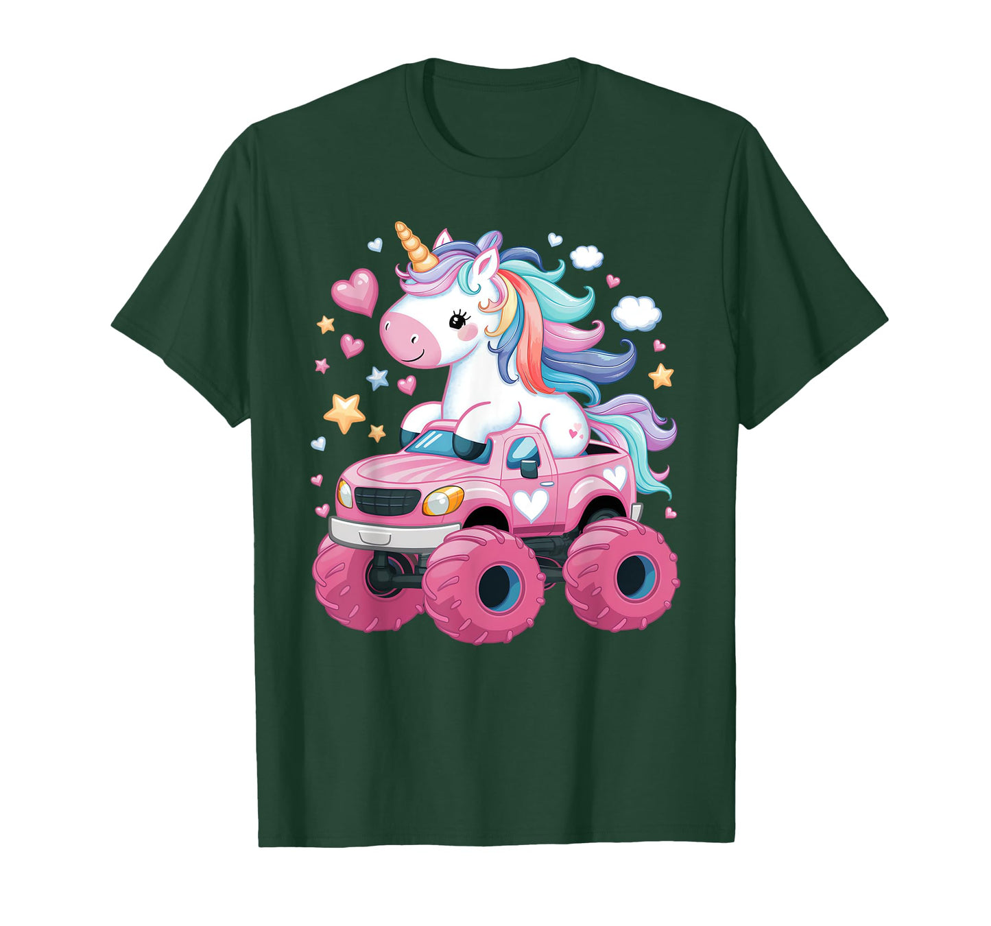 Monster Truck Unicorn Birthday Party Girl Monster Truck T-Shirt
