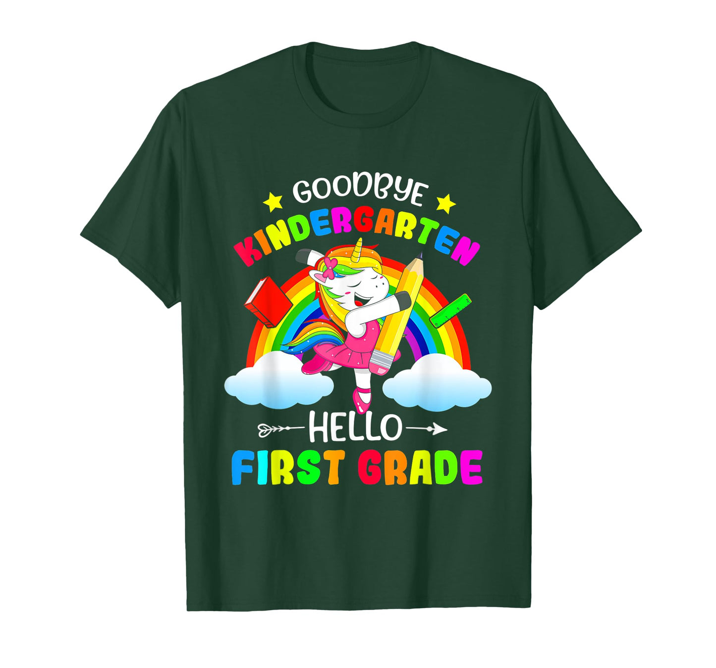 Goodbye Kindergarten Hello 1st Grade Unicorn Girls 2025 Grad T-Shirt