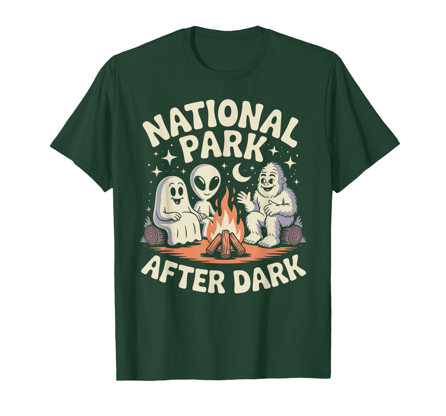 National Park After Dark Camping Alien Bigfoot Ghost T-Shirt