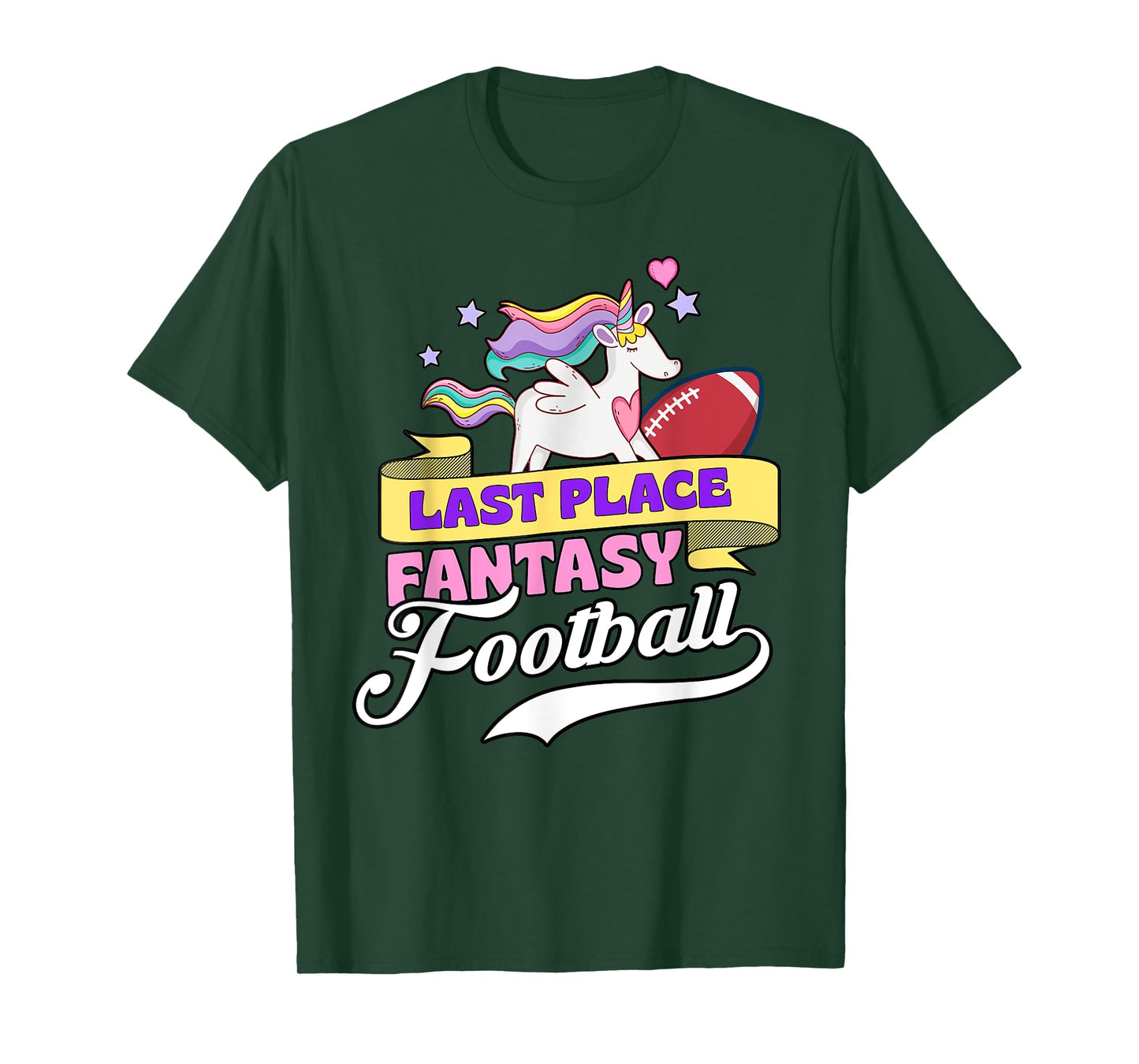 Last Place Fantasy Football Loser Funny Pink Rainbow Unicorn T-Shirt