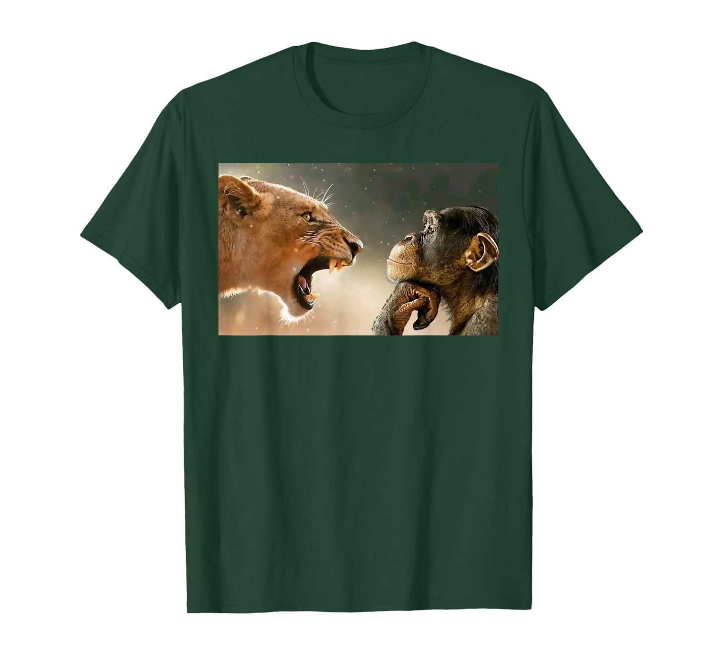 Lion Yelling at Monkey Monkey and Lion Meme Monkey Thinking T-Shirt