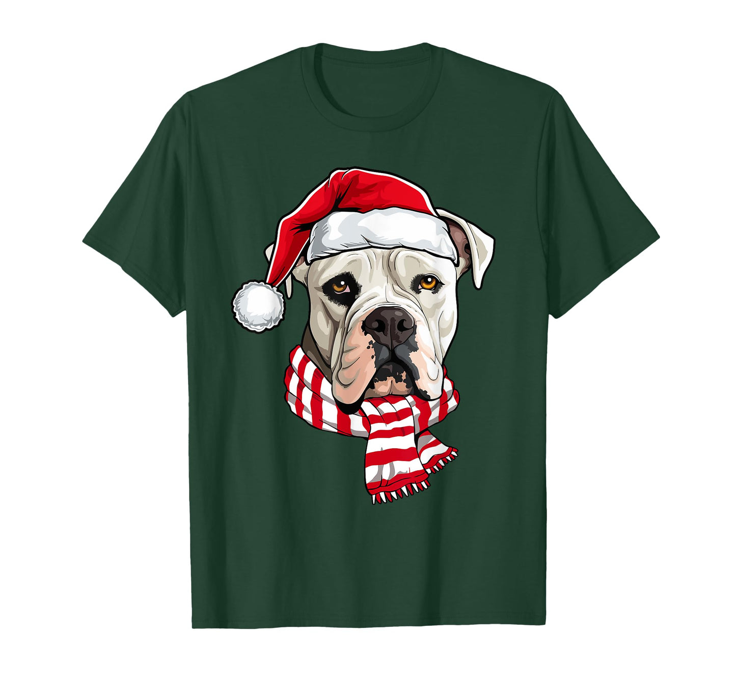 Santa American Bulldog Christmas Dog Lover Men Women Kids T-Shirt