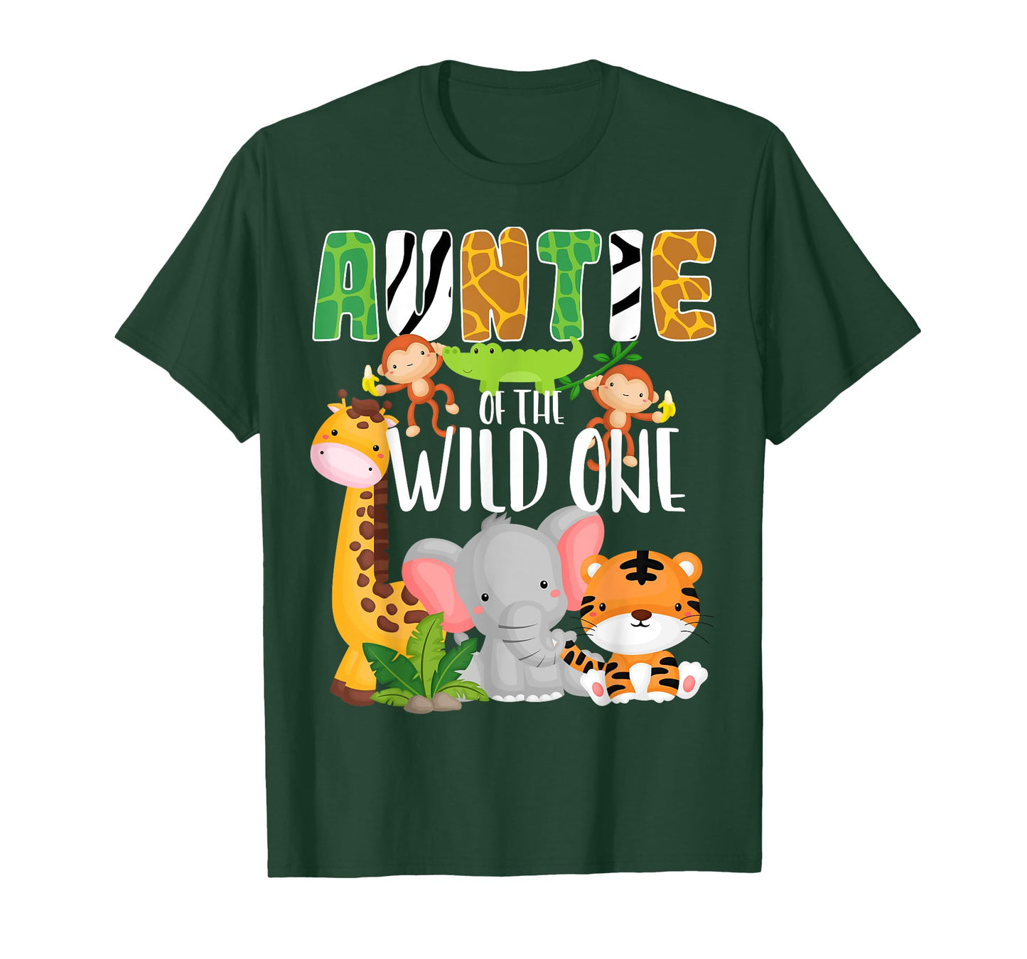 Auntie of the Wild One Zoo Theme Birthday Safari Animals T-Shirt