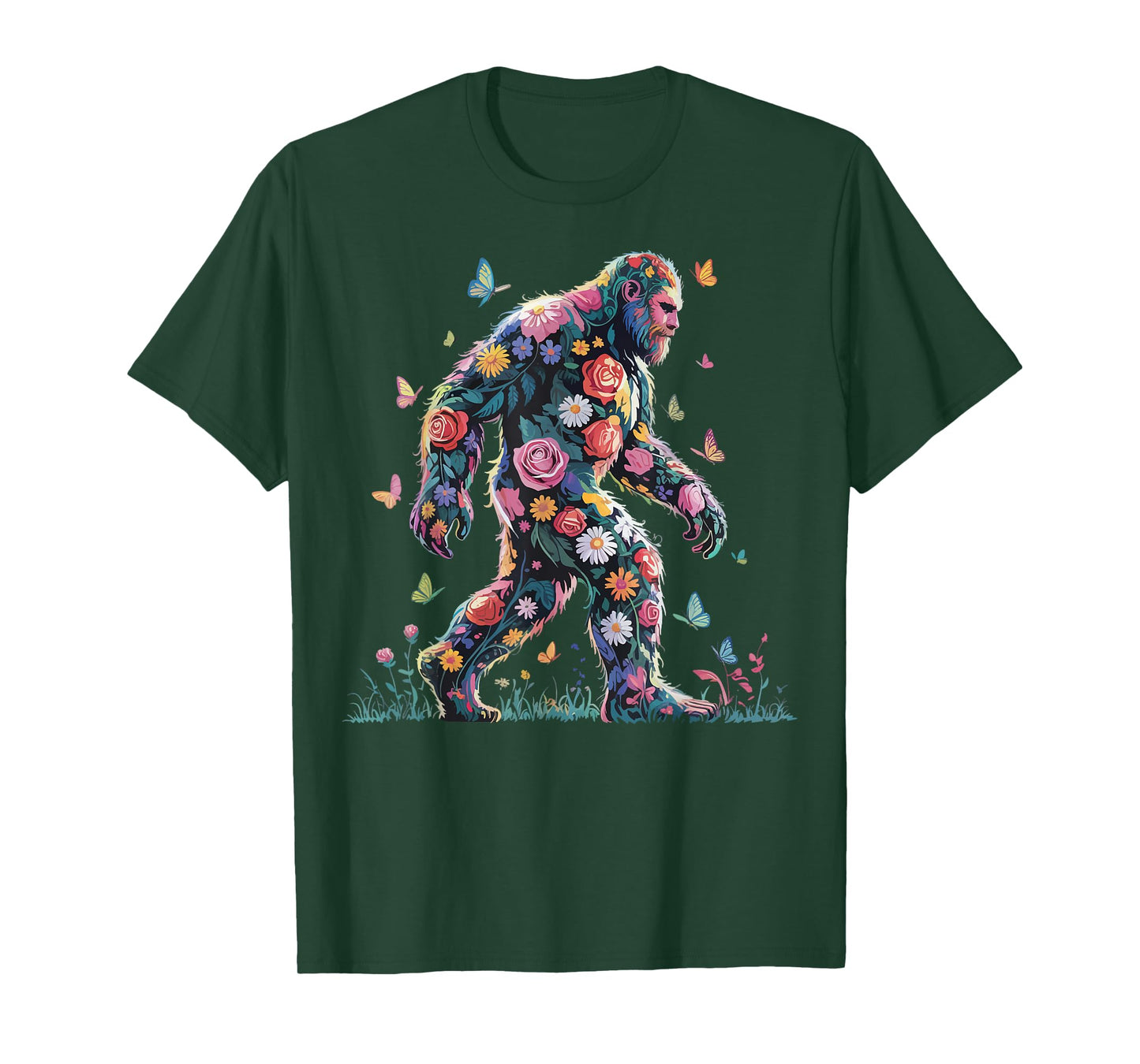 Bigfoot Floral Sasquatch Flowers T-Shirt