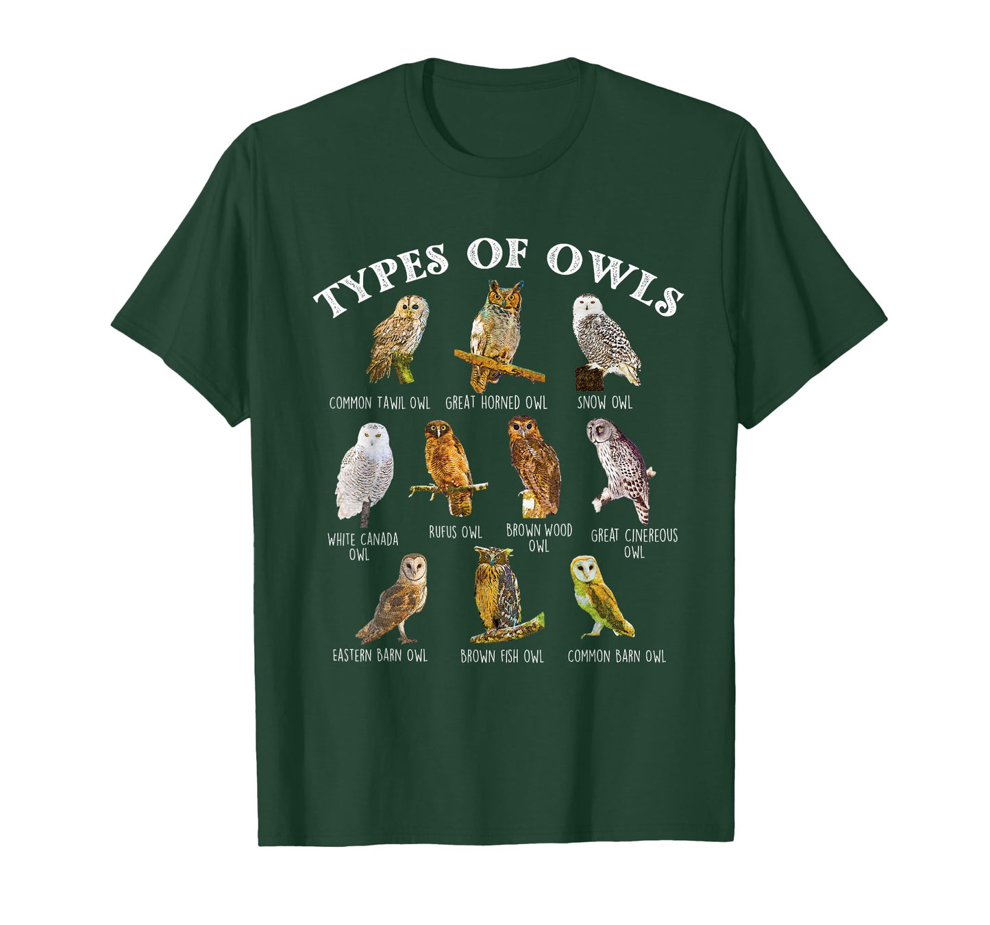 Types Of Owl - Ornithologist Ornithology Bird Animal Lover T-Shirt