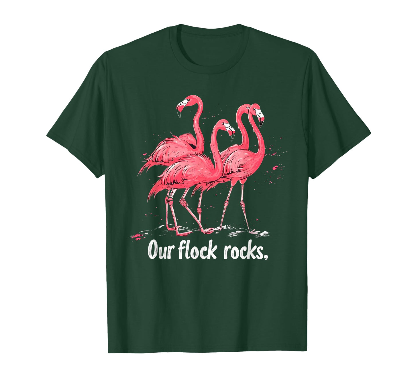 Our Flock Rocks Flamingo Funny Flamingos T-Shirt