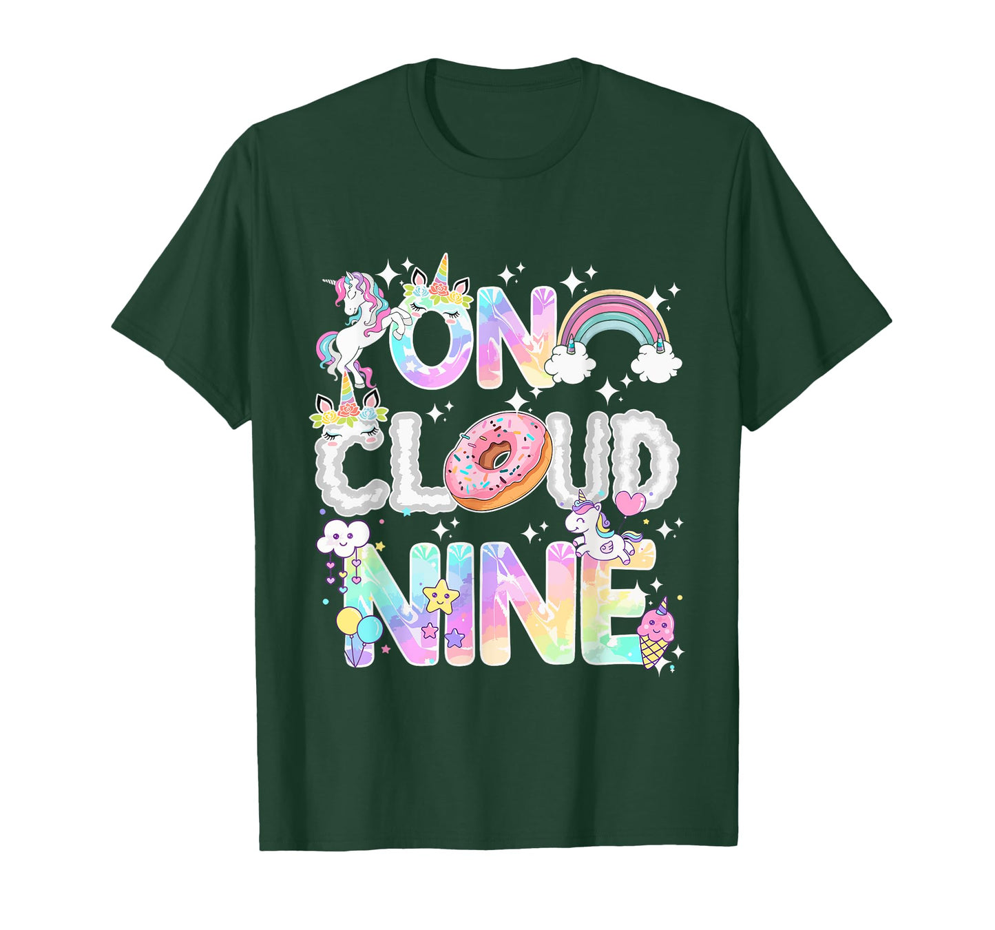 On Cloud Nine Unicorn Donut Birthday Shirt, 9th Birthday T-Shirt