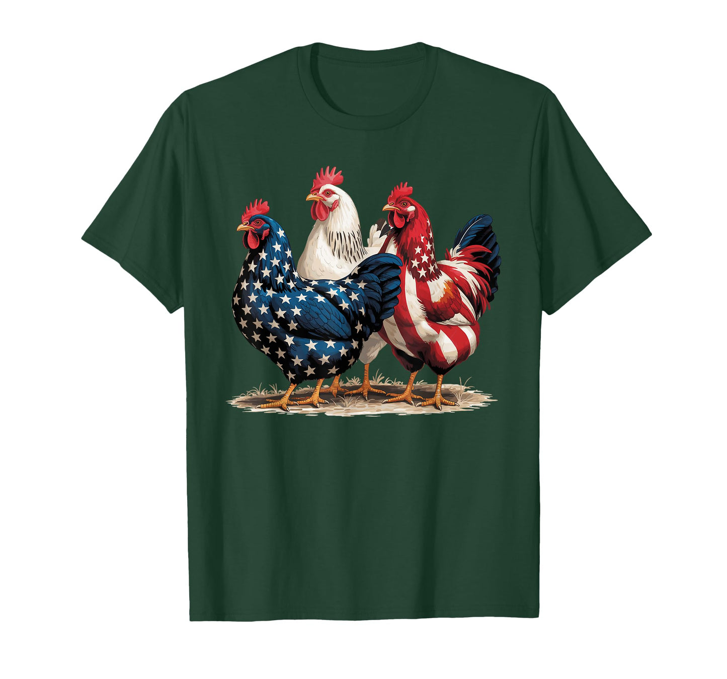 Funny American Flag Rooster Independence Day 4th of July men T-Shirt