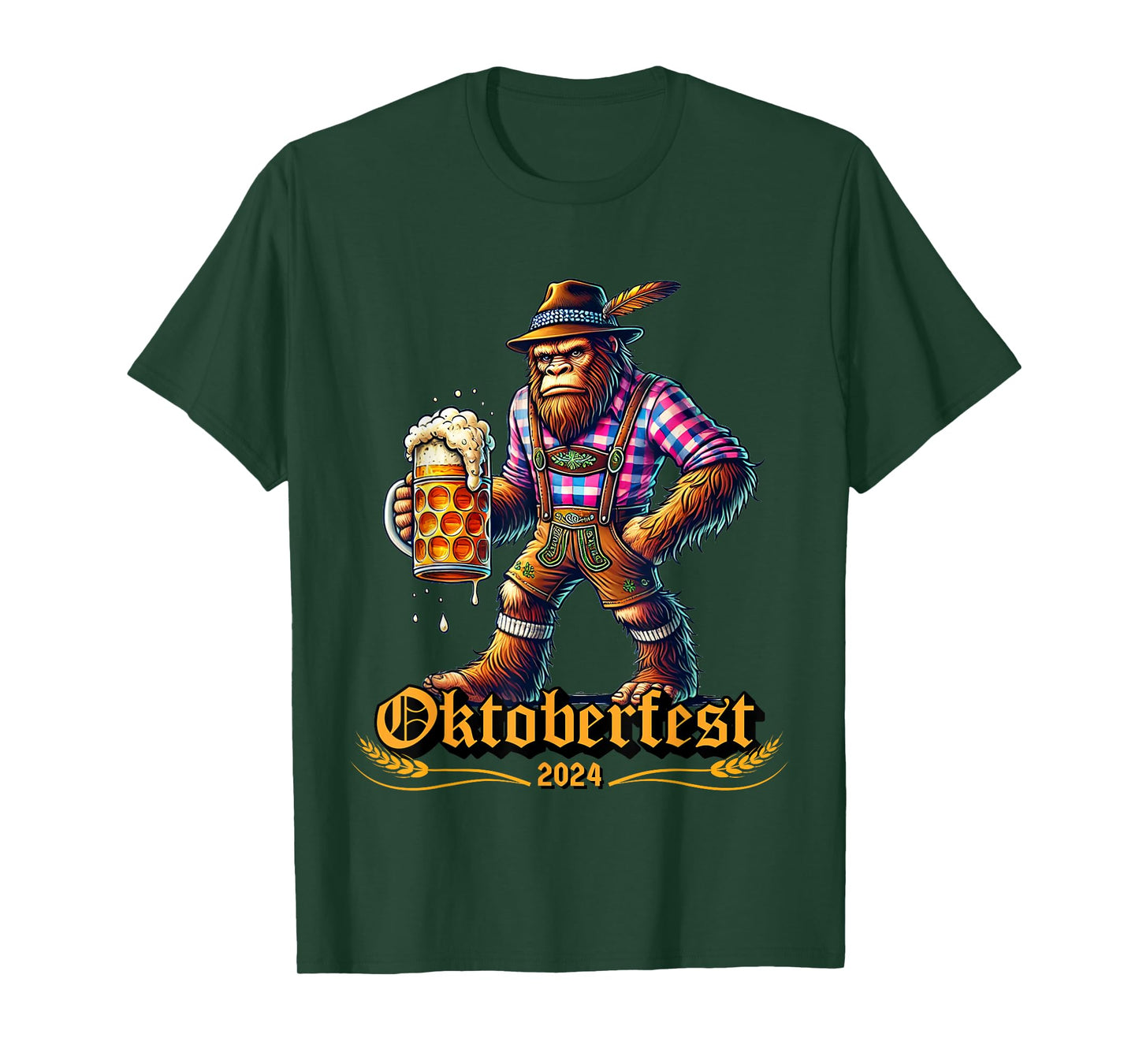 German Bigfoot Sasquatch Lederhose Funny Oktoberfest 2024 T-Shirt