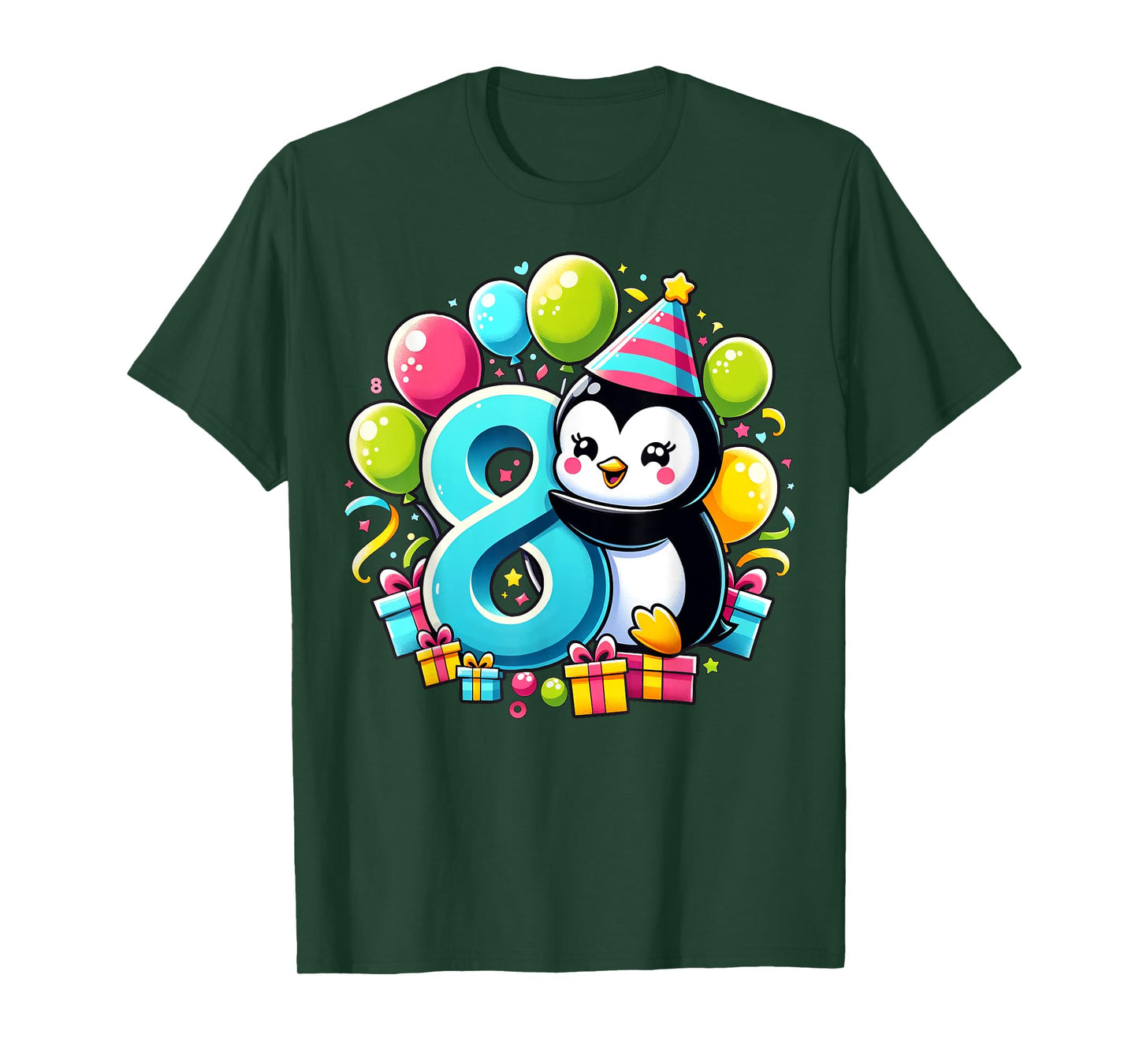 Penguin 8th birthday for boy girl 8 years old eight Penguin T-Shirt