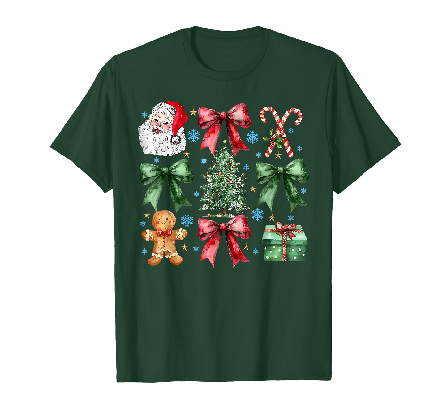 Gingerbread Santa Coquette Bow Christmas Xmas Tree Holiday T-Shirt